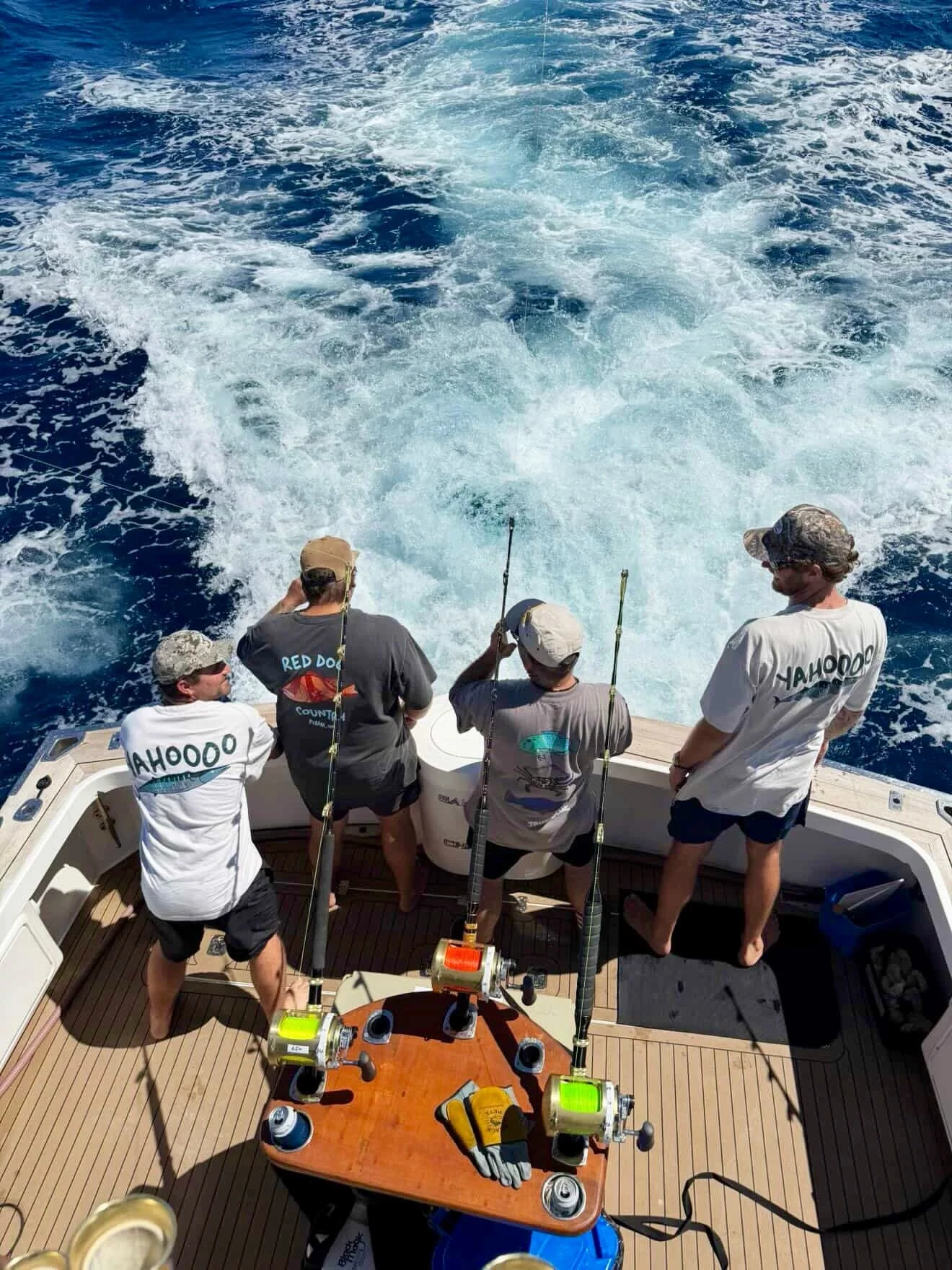 We got sent this ripper photo from a bunch of legends chasing Blue Marlin in their Cooked Gaskett gear!! On ya boys, looking good! 🎣