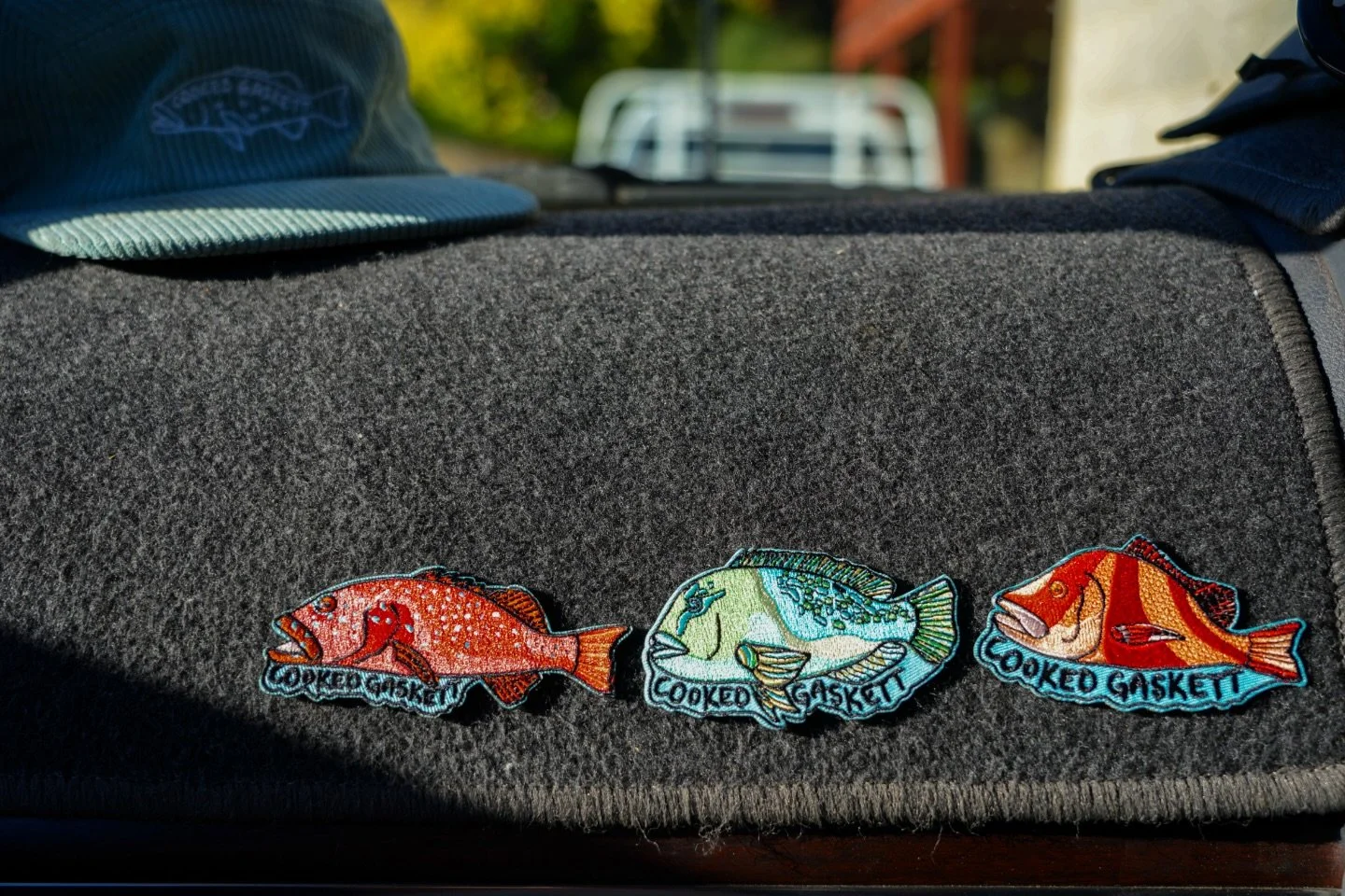 Get one, or get &lsquo;em all. Velcro fish patches up on the site!