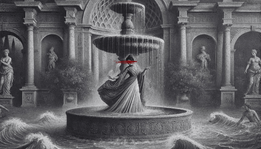 Indian Woman in an Ocean Fountain Vintage Renaissance Photo