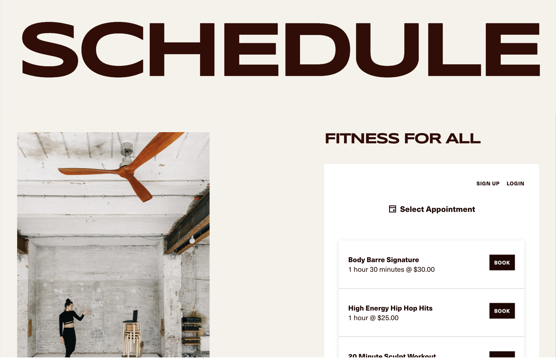 website schedule mockup