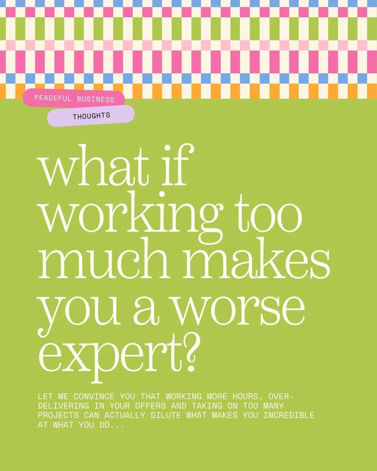 The biggest realisation I've had in my business is when I realised that packing more and more into my calendar was actually making me worse at my job 🤦🏼&zwj;♀️

It came from a good place - I was getting amazing enquiries from the best clients, I lo