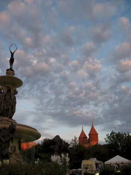 The Connecticut State Capitol fountain of  sculptures by Massey Rhind of Native American figures topped with a stag