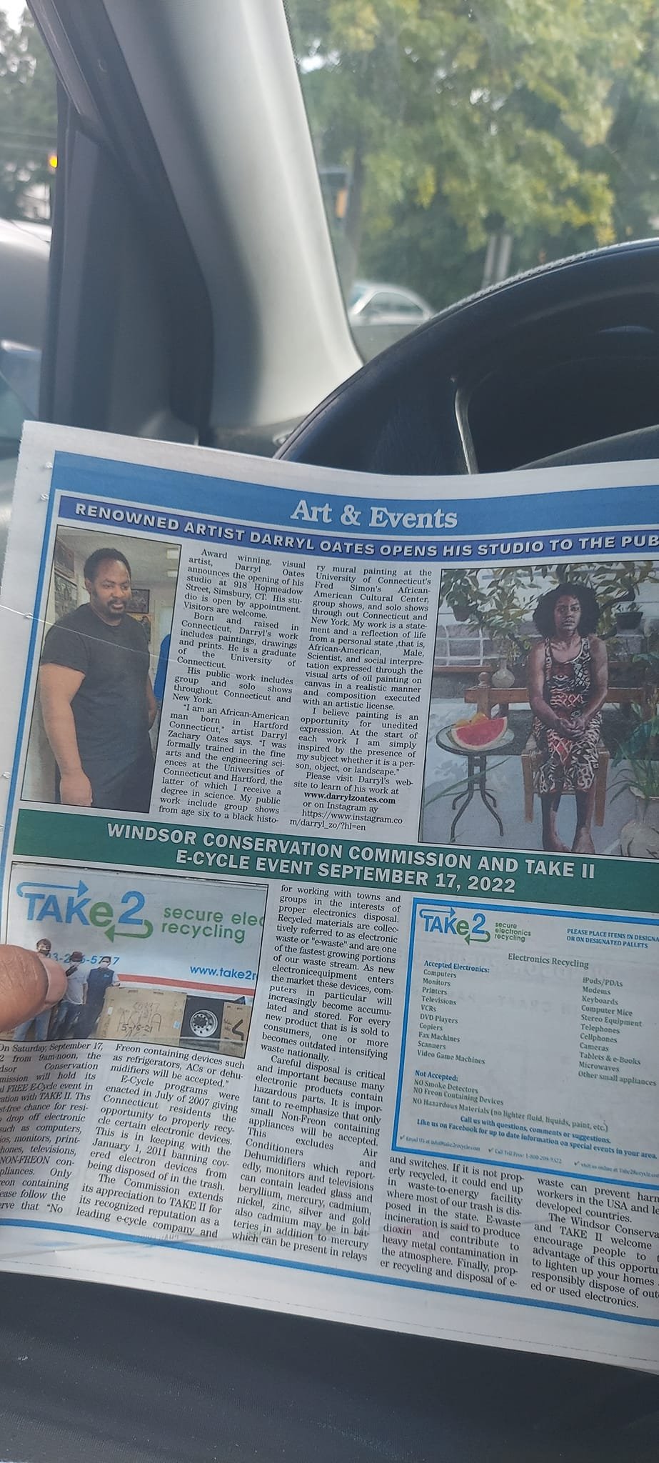 A community paper recognition for my "Rebecca in the Green House" painting