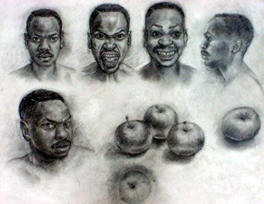 portrait  studies of a younger me 
pencil on paper approx 12 "x1 4" 