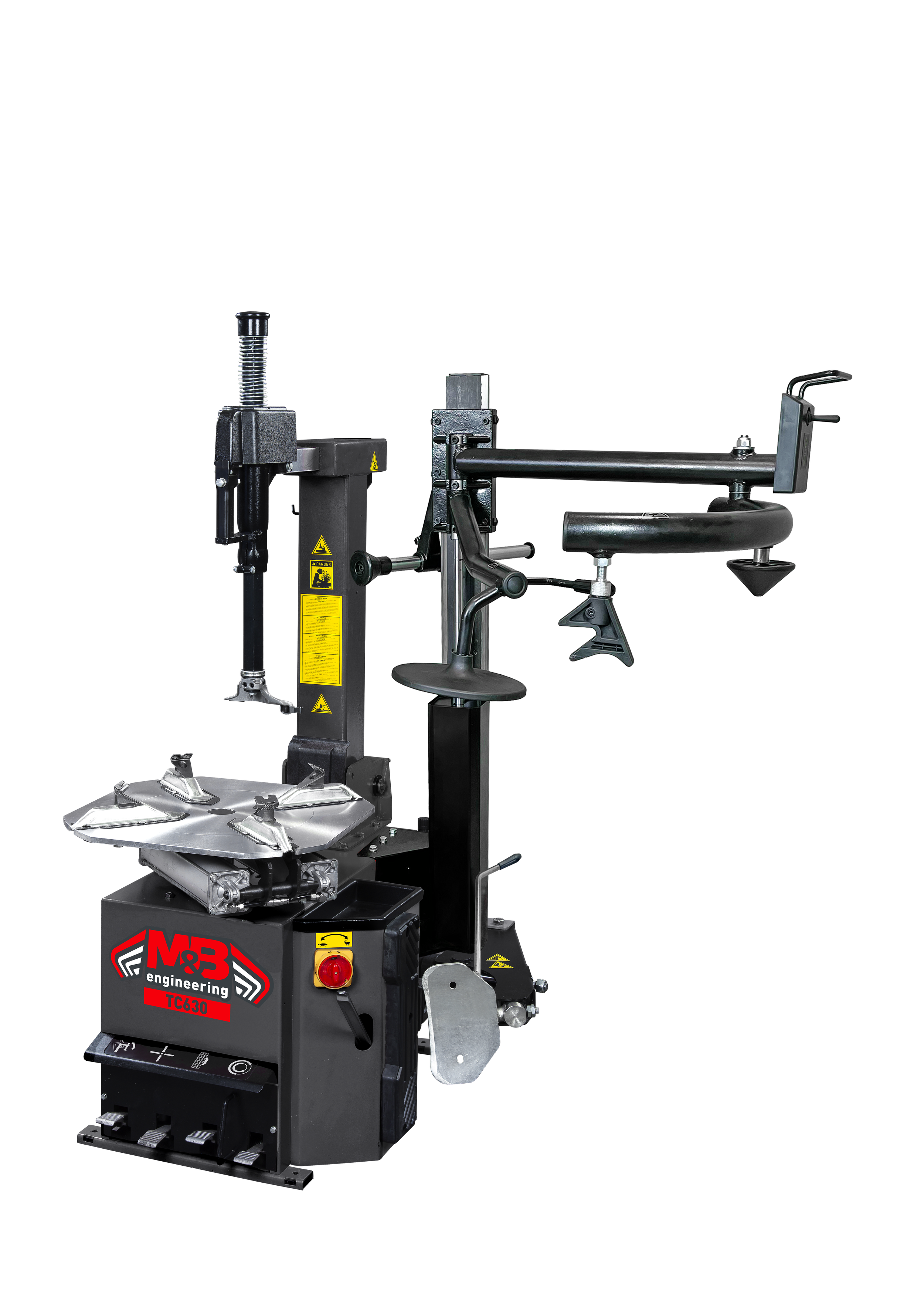 Machine de pliage pour chaussures avec plateforme de support, boutons de contrôle et structure métallique