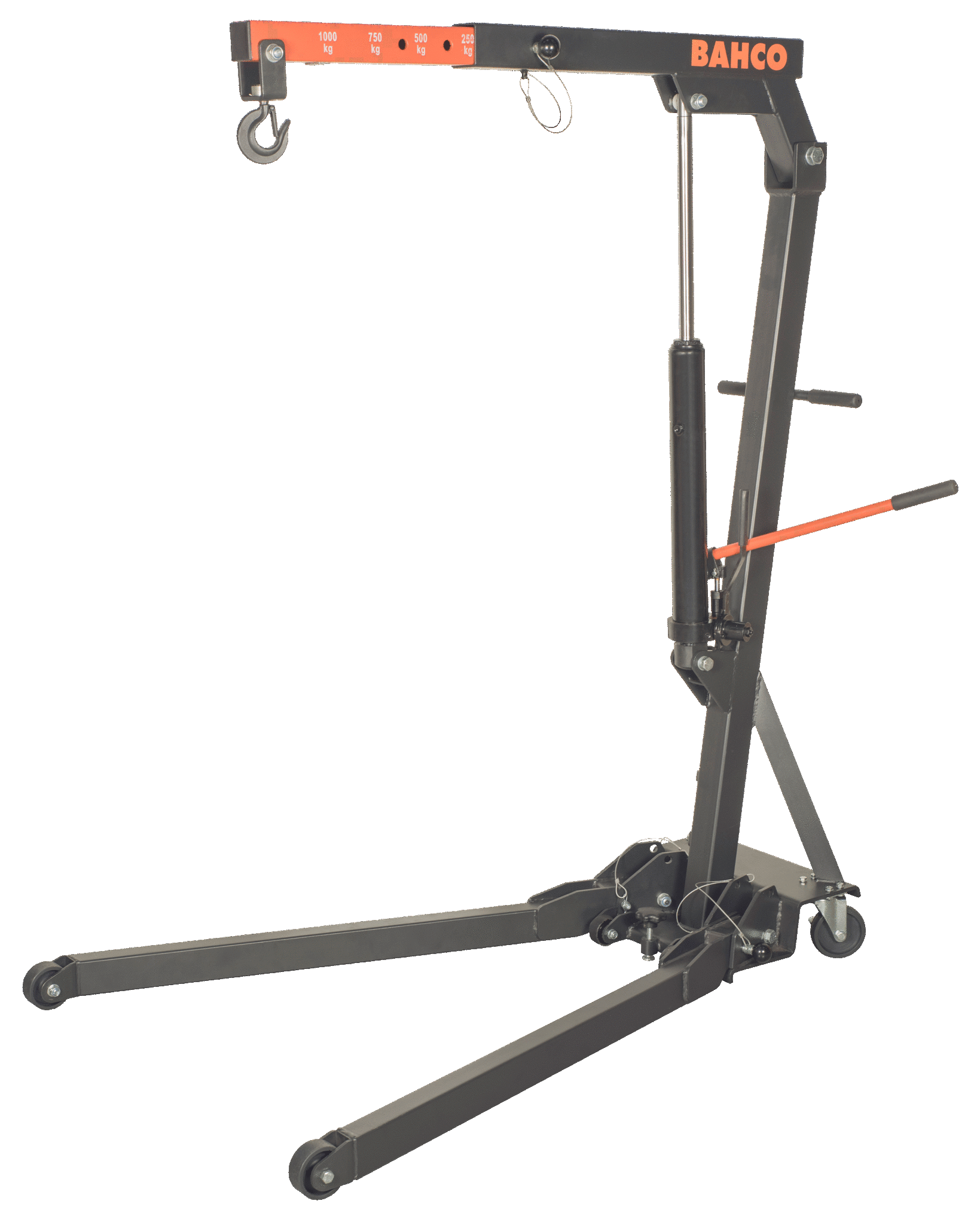 Un palan mécanique avec une structure en métal, une chaîne, et une manivelle, utilisé pour soulever des charges