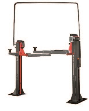 Un pont élévateur automobile à deux colonnes.