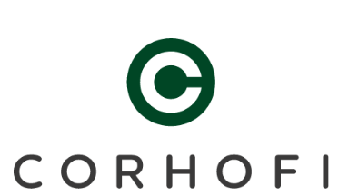 Logo de CORHOFI avec un cercle vert autour de la lettre C.