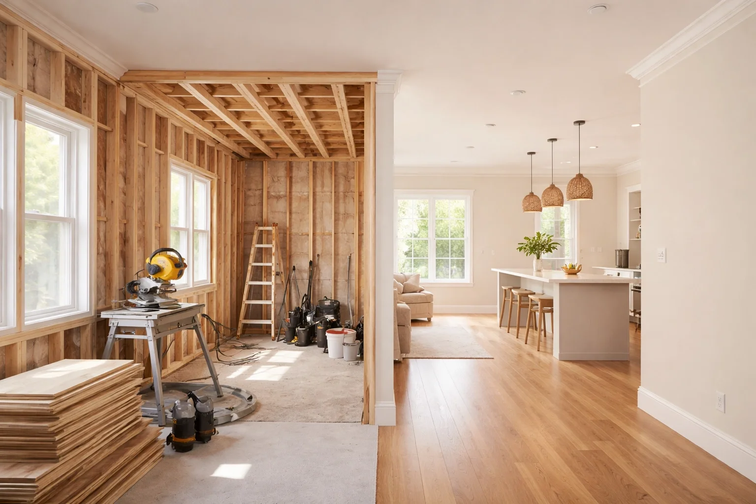 Transitioning image from rough in to finished remodel