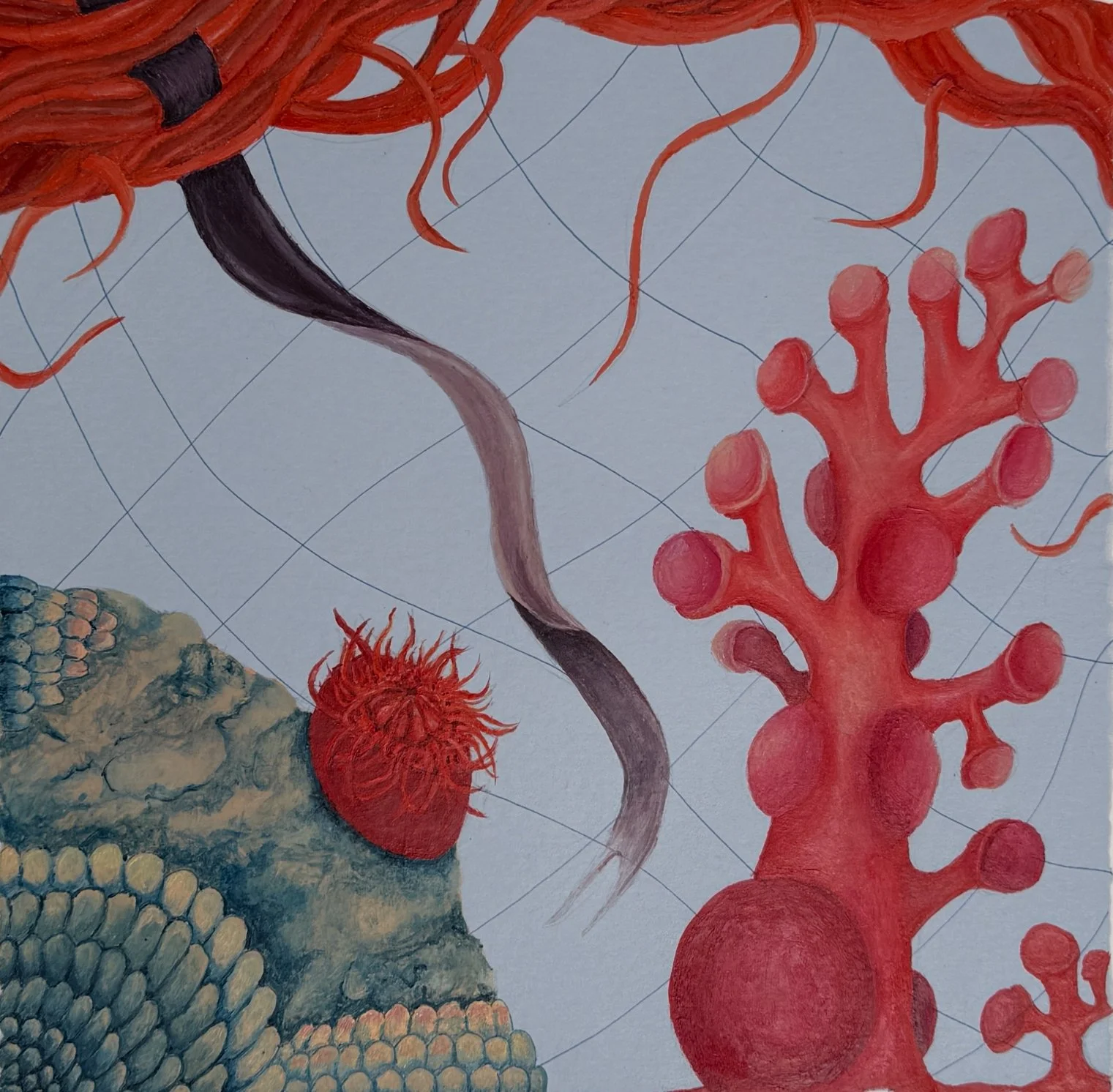 ‘Come to the rock pool’, Acrylic paint