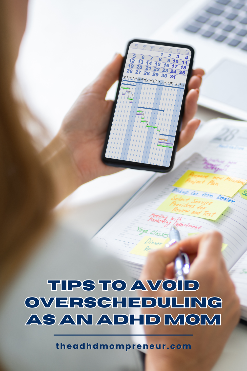 Pinterest post of ADHD mom reviewing her busy schedule.