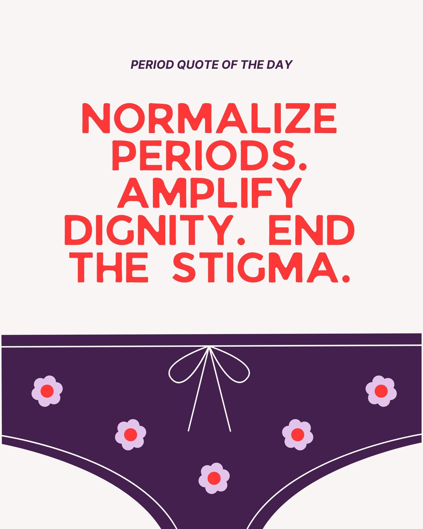 Period poverty is real! 

It affects millions of people who lack access to menstrual products, safe sanitation, and education.

When periods are stigmatized, people miss school, work, and basic opportunities.

 Normalizing periods isn&rsquo;t just ab