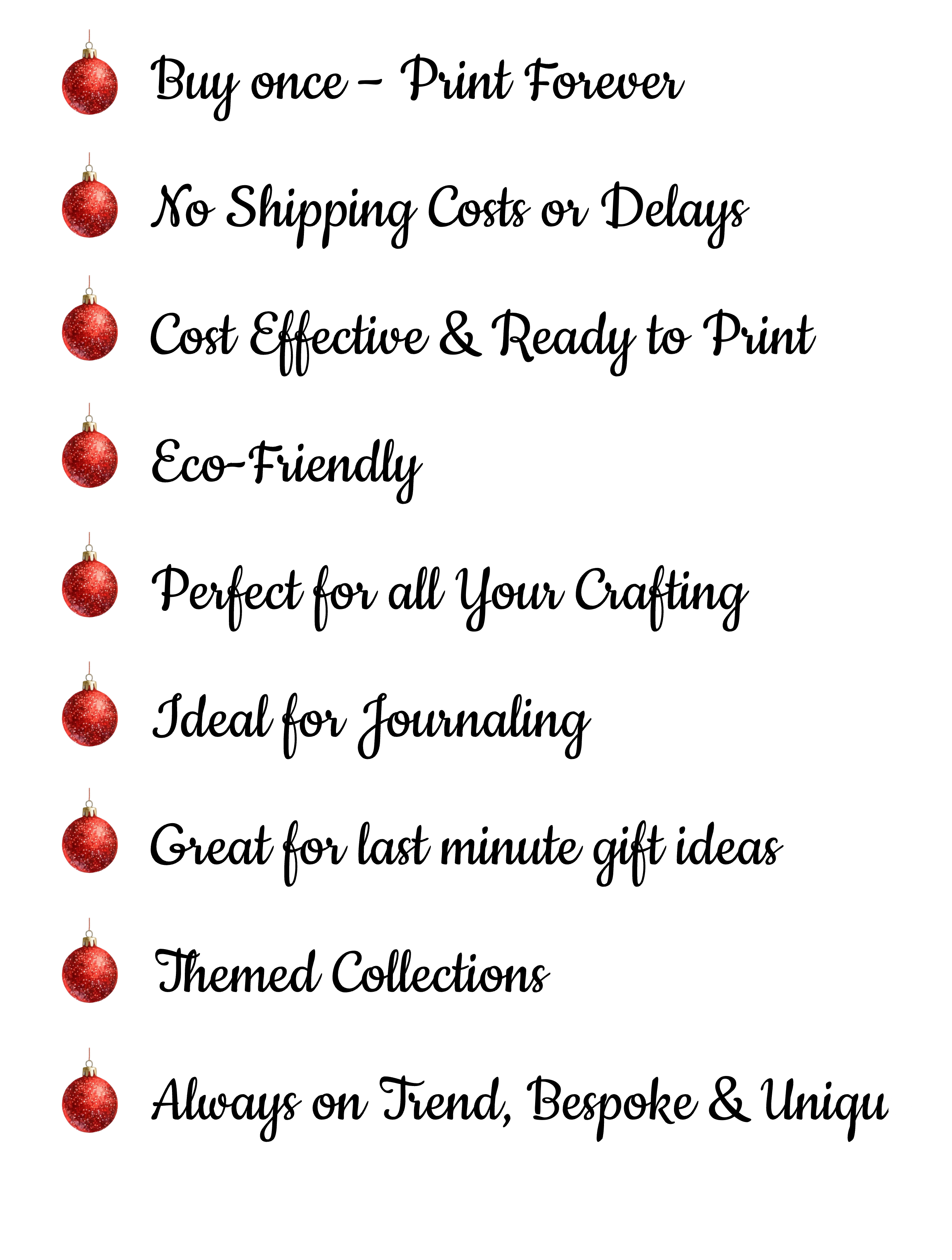 A chart with Christmas ornament icons and text detailing seven reasons to celebrate Christmas, including spending time with loved ones and the joy of giving.