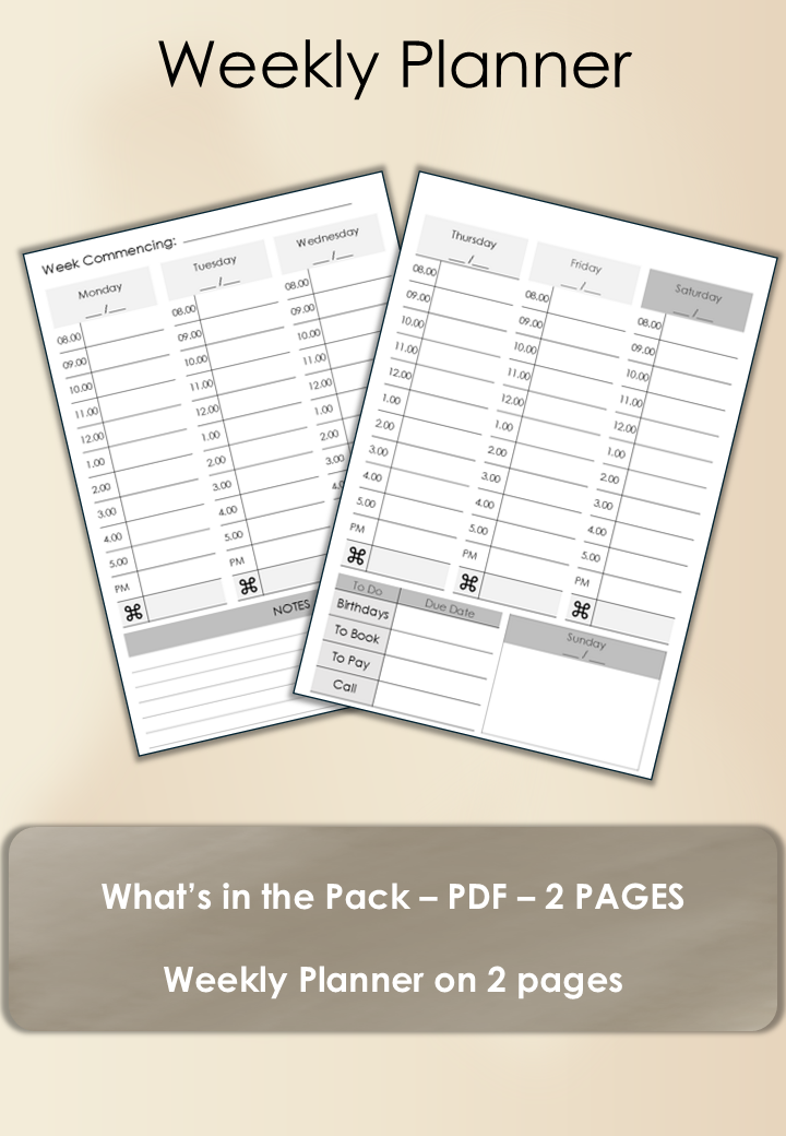 Weekly Diary - 2 pages