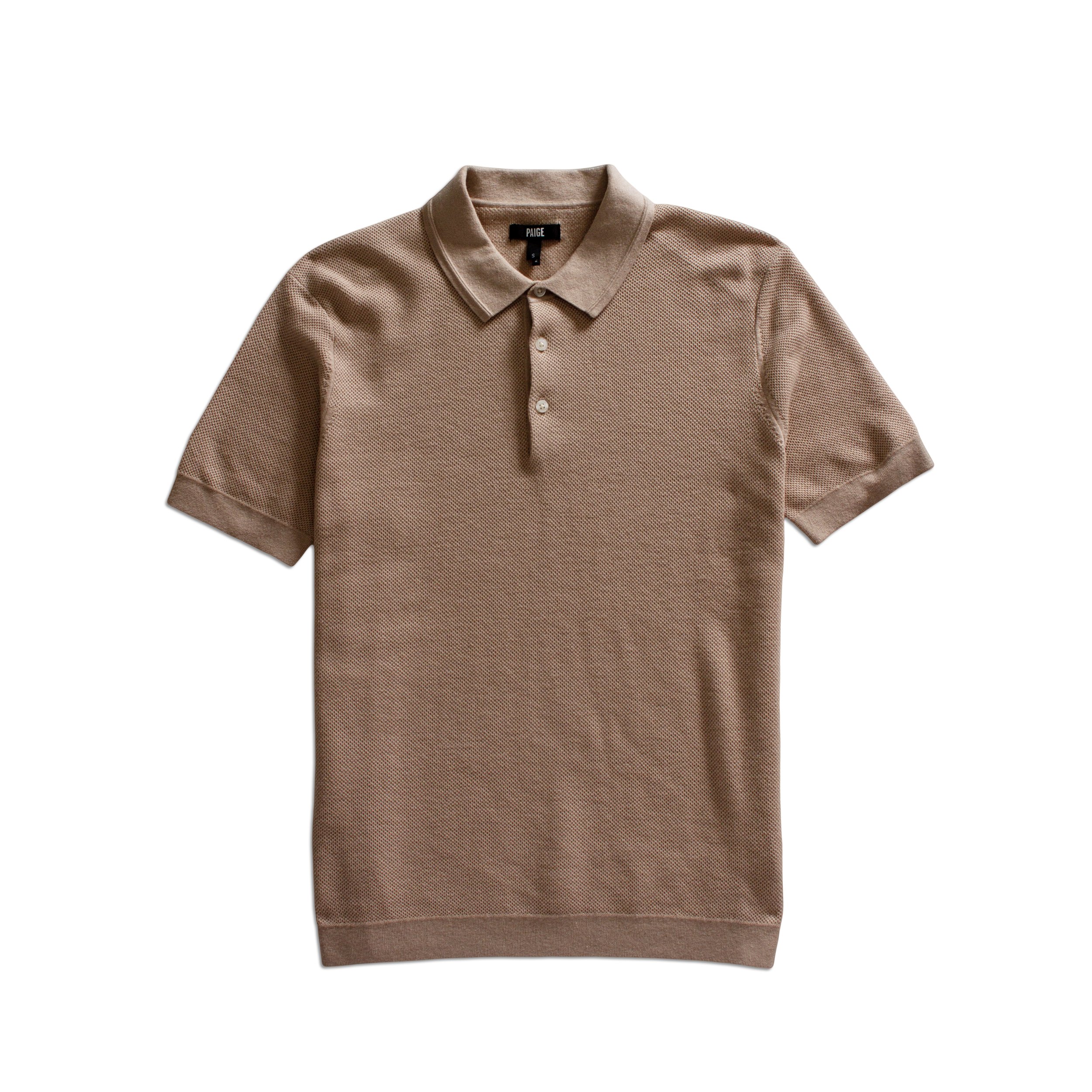 Front image of Paige Kiko Sweater Polo in Oatmeal