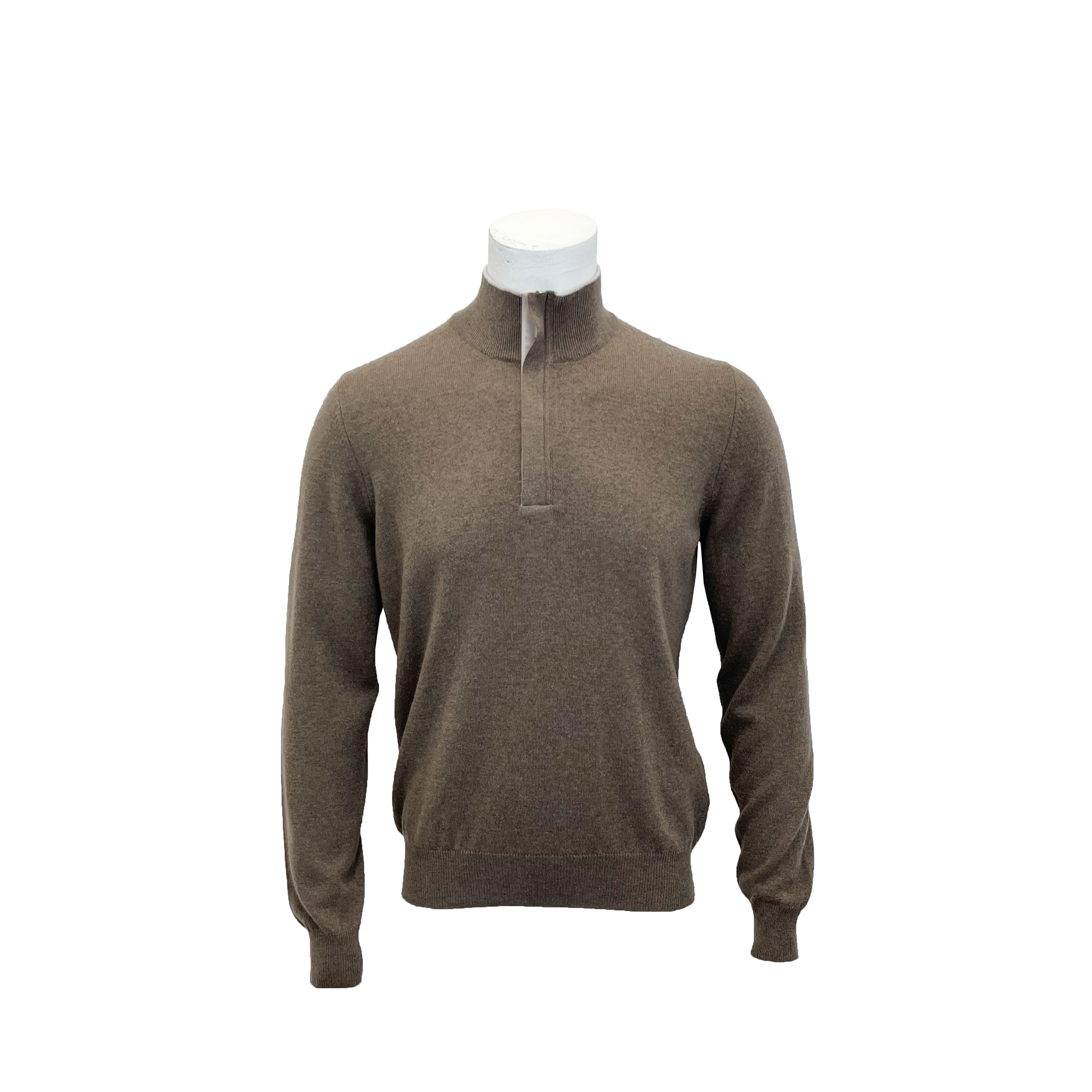 Gran Sasso Cashmere Wool Mock Zip | Beige