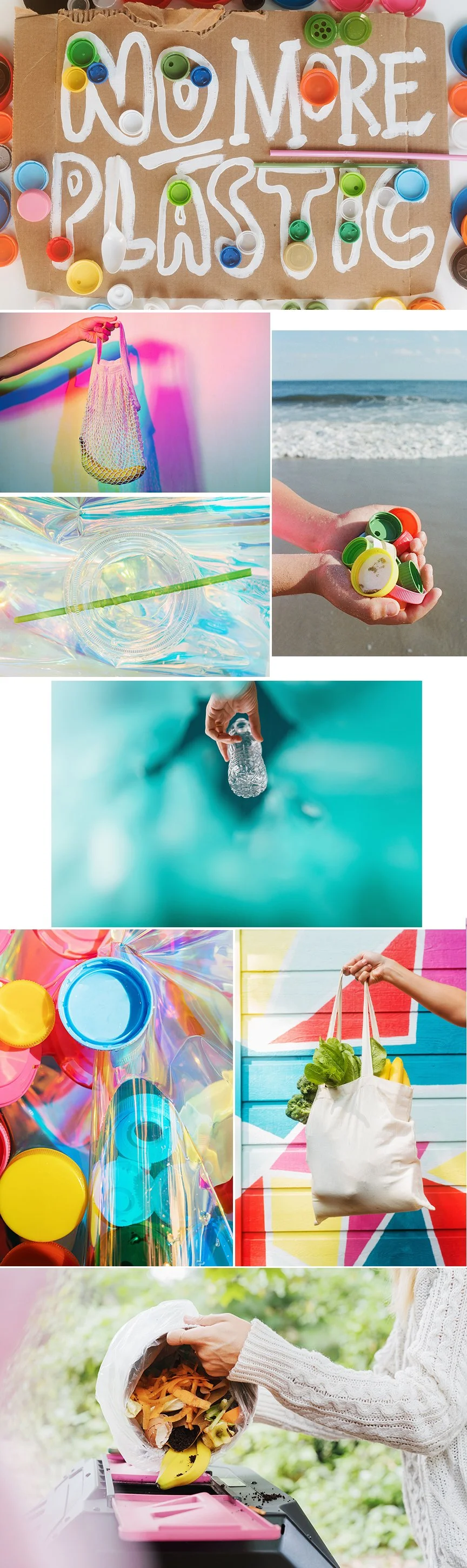 a collection of colorful environmental and sustainable commercial photography