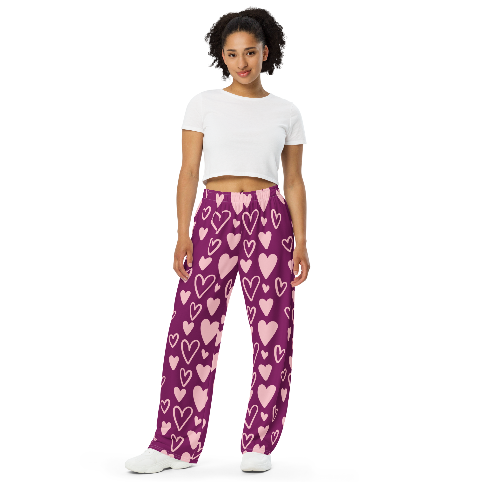 Purple Heart Print Pyjama Bottoms