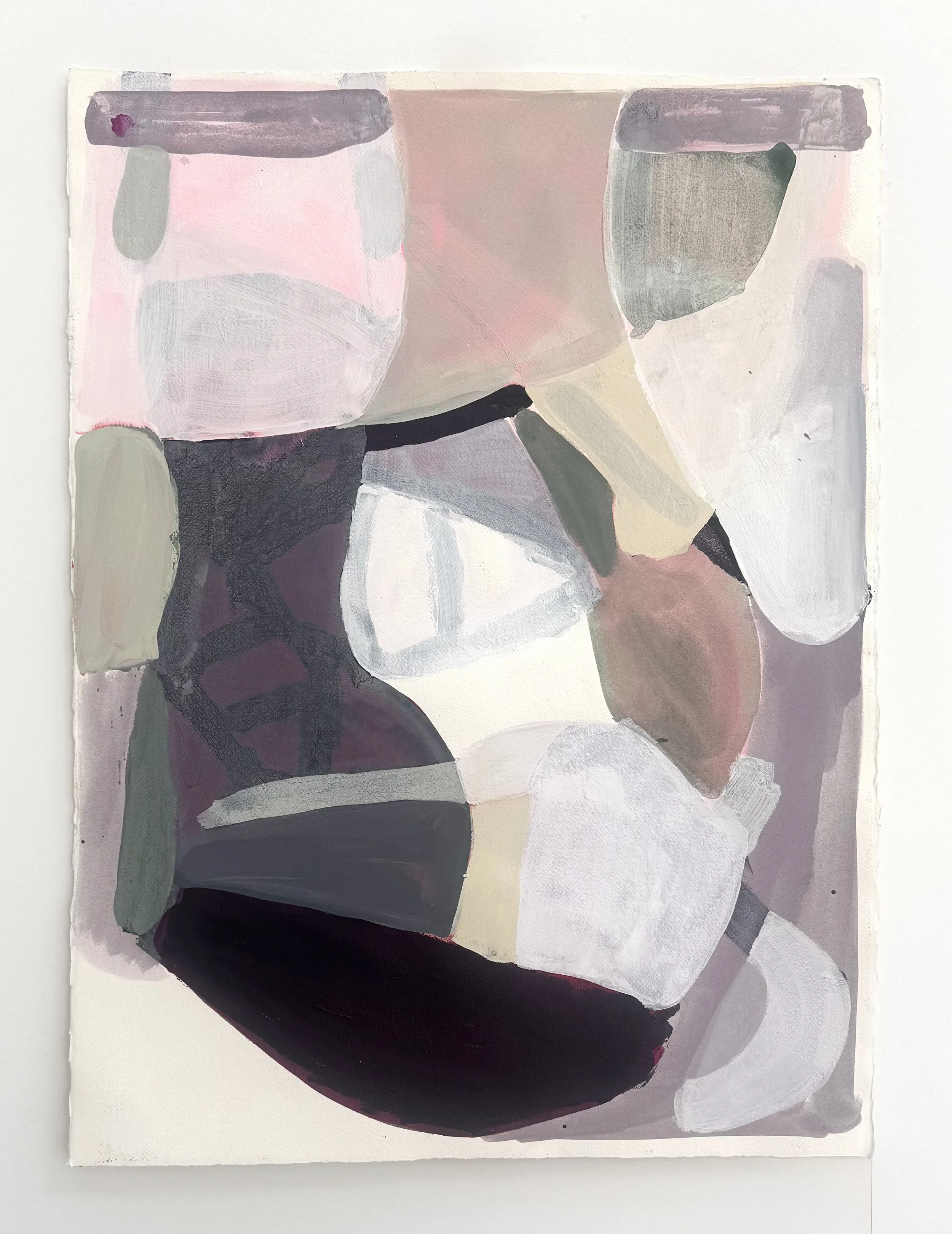 Soft Stones 1, 30"x22", acrylic on paper, 2026