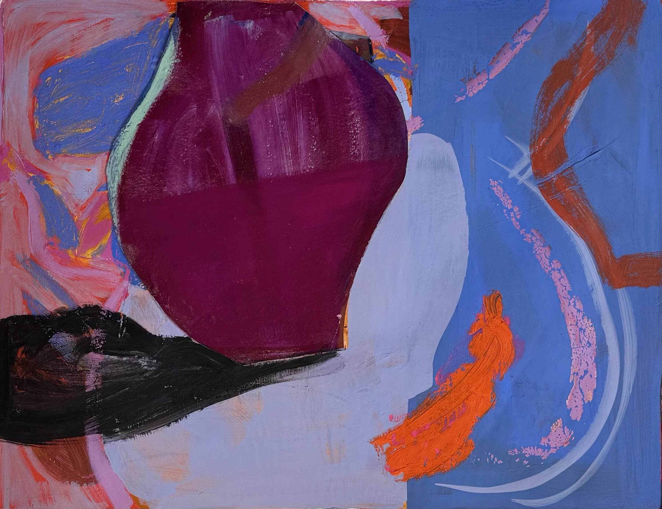 Still Life, 16"x20", acrylic, gouache, oil, monotype, collage on paper, 2026
