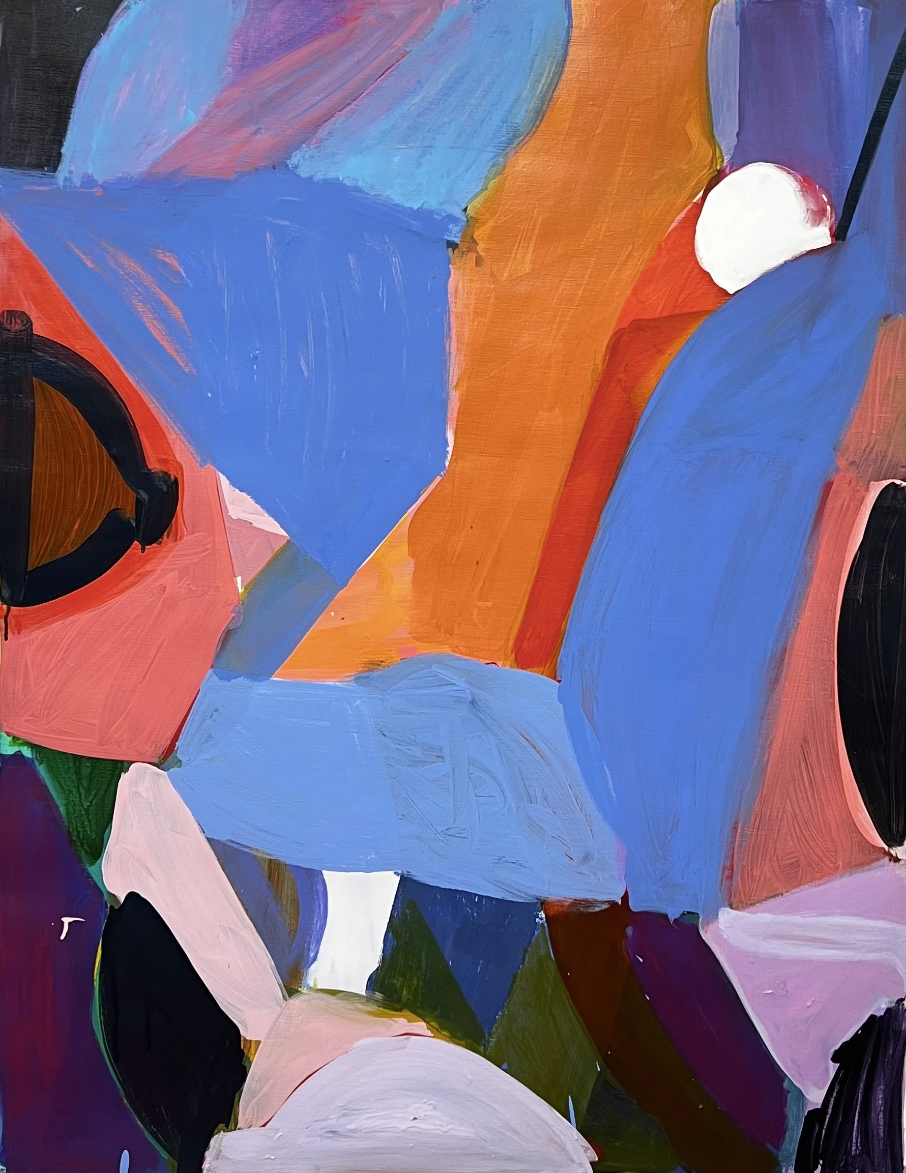 Tropical Face, 45"x35", acrylic, gouache on linen, 2023