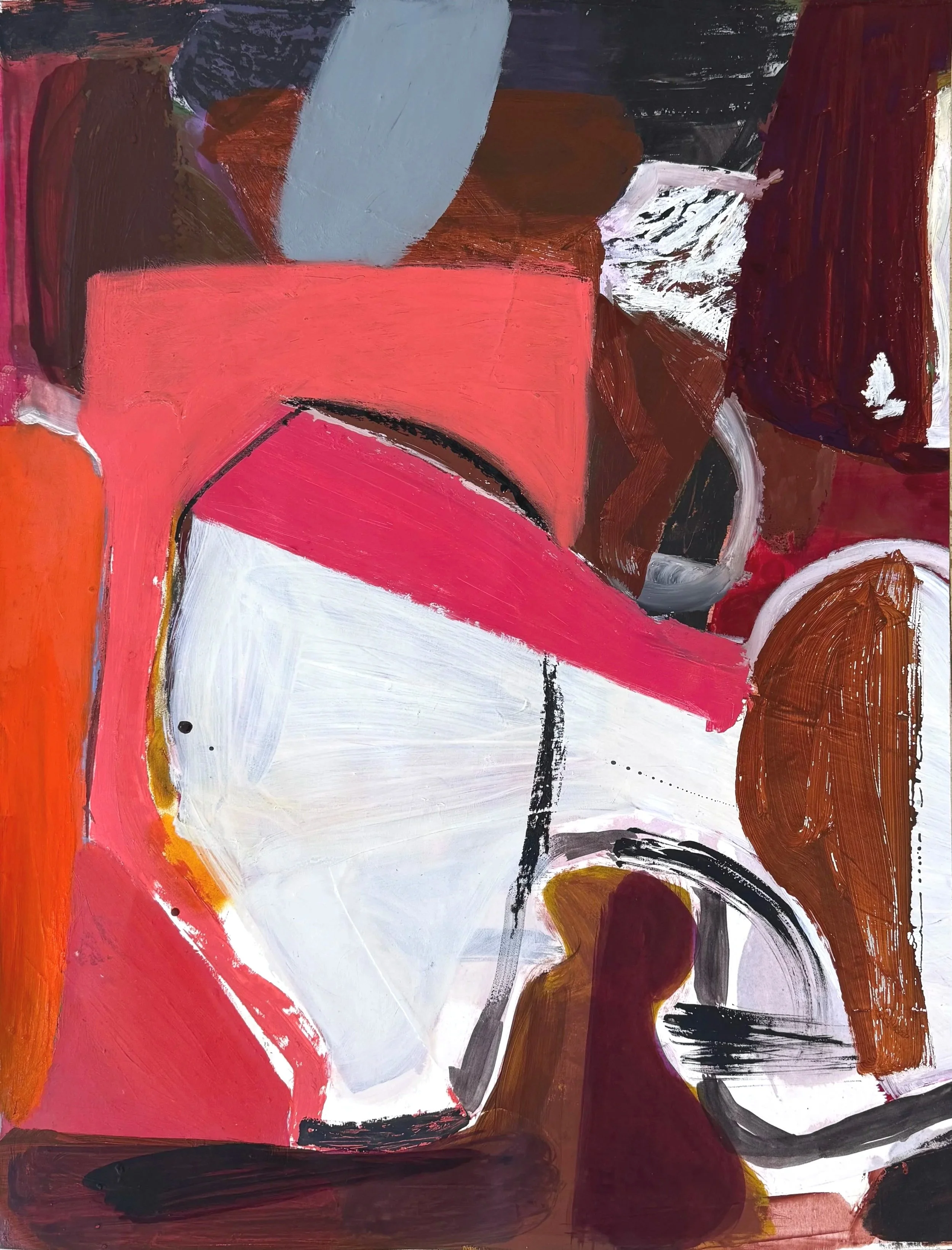 Sections & Signs 2, 22"x17", acrylic, oil, collage, ink on paper, 2026