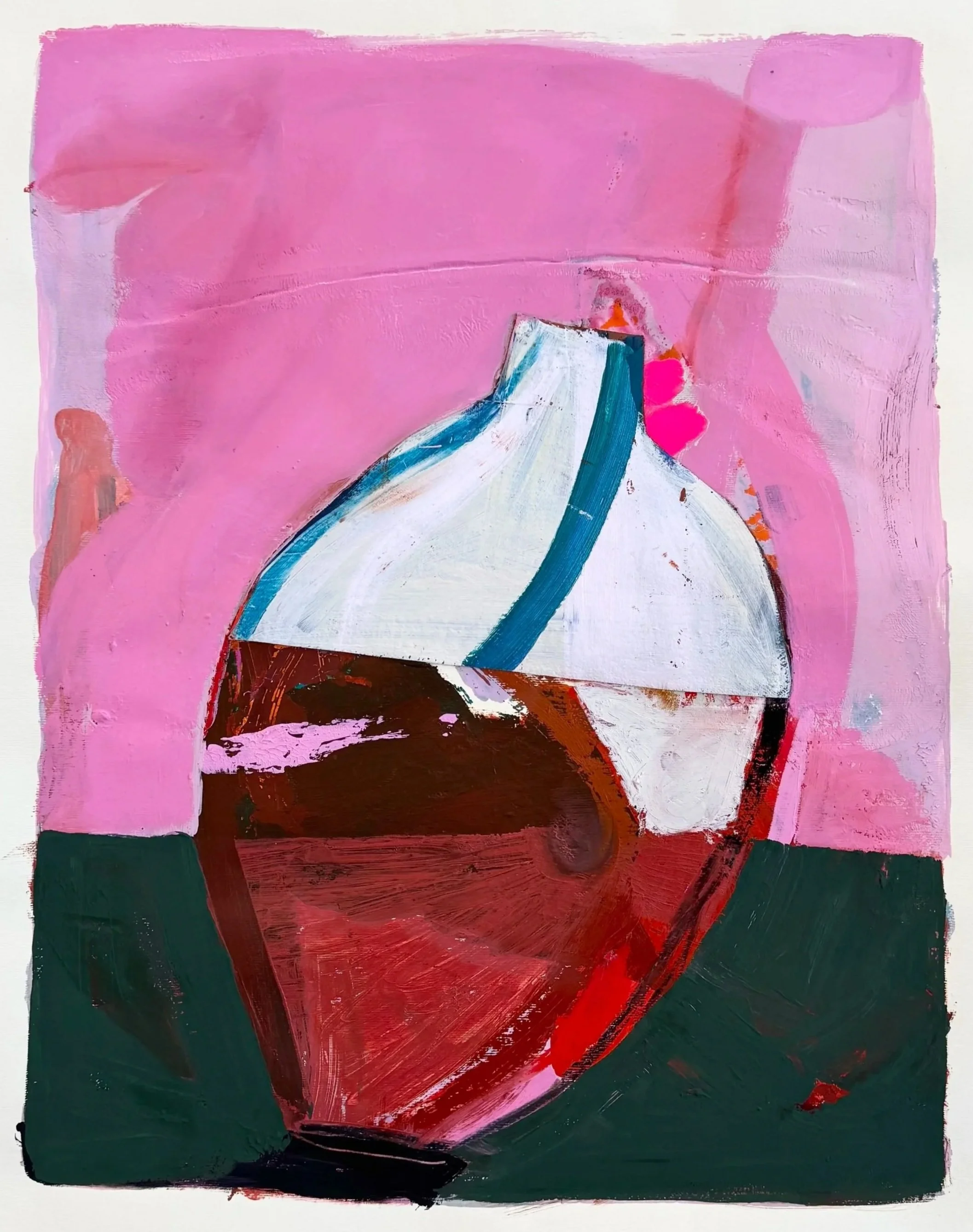 Half Full, 20"x16", monotype, acrylic, oil, collage on paper, 2026