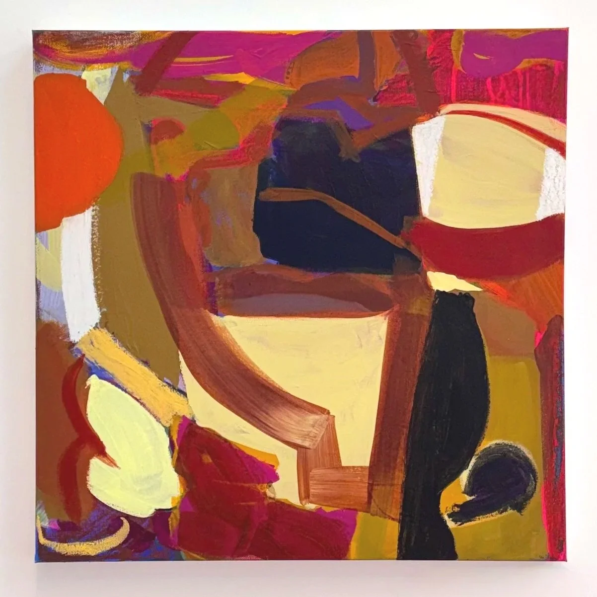 Sunspot, 20"x20", acrylic, oil, gouache on canvas, 2026