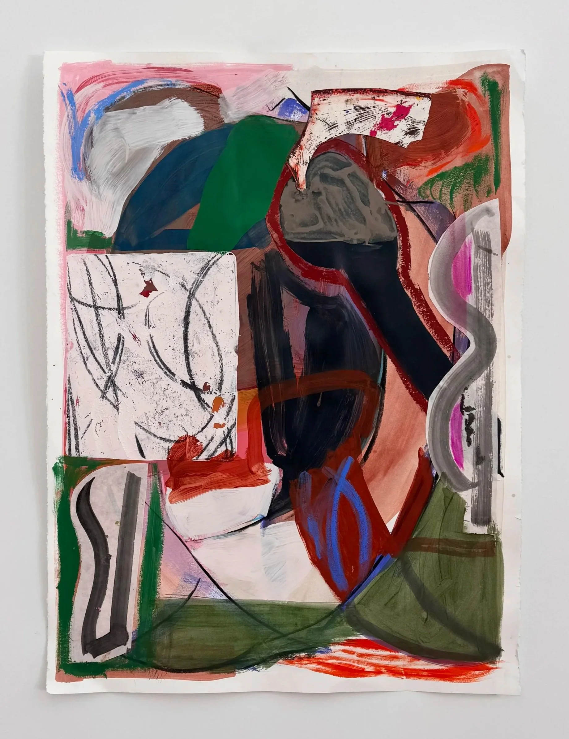 A Wandering Map, 30"x22", acrylic, monotype, collage, oil, gouache on paper, 2026