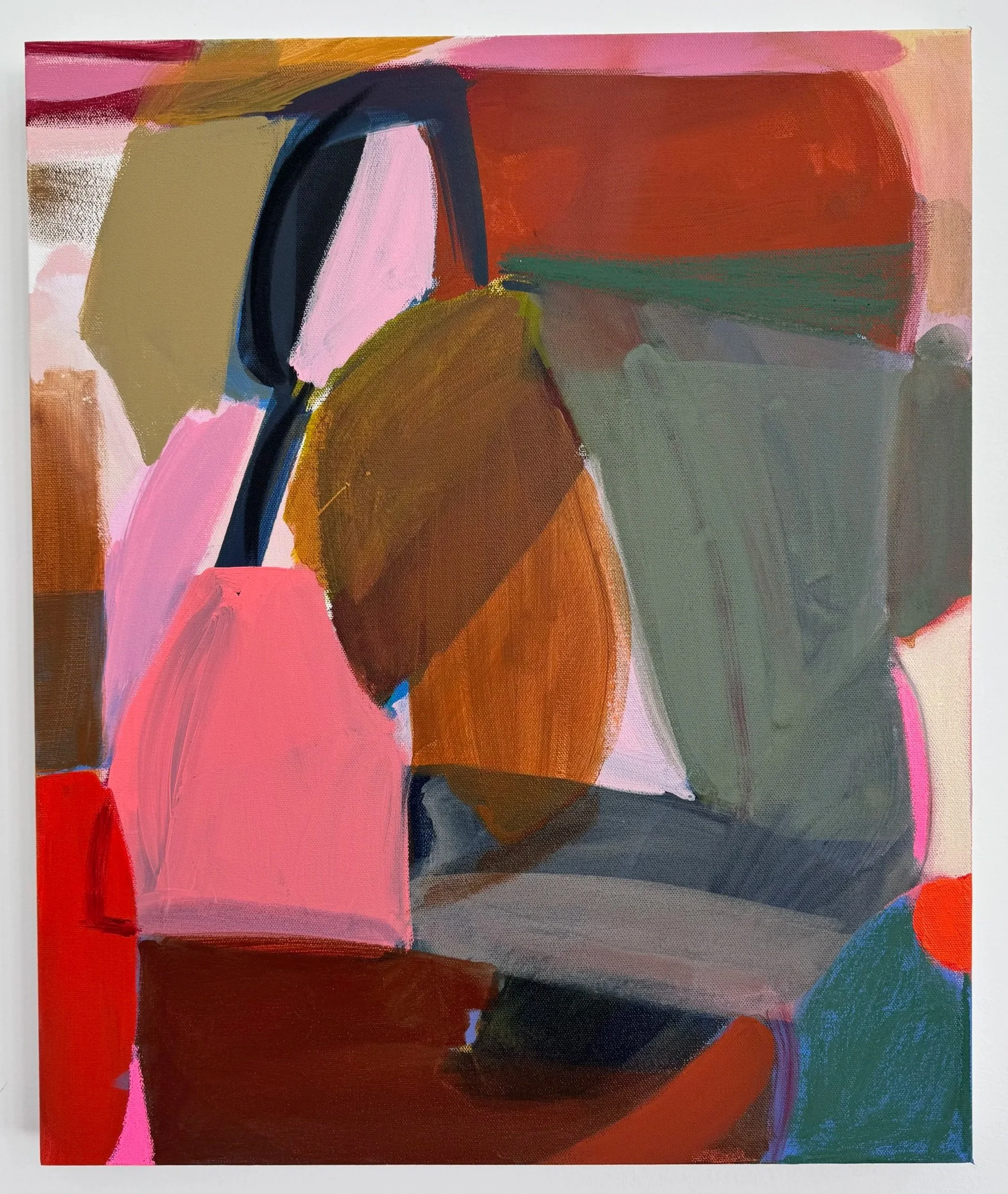 Left Looking, 24"x20", acrylic, oil, gouache, charcoal on canvas, 2026