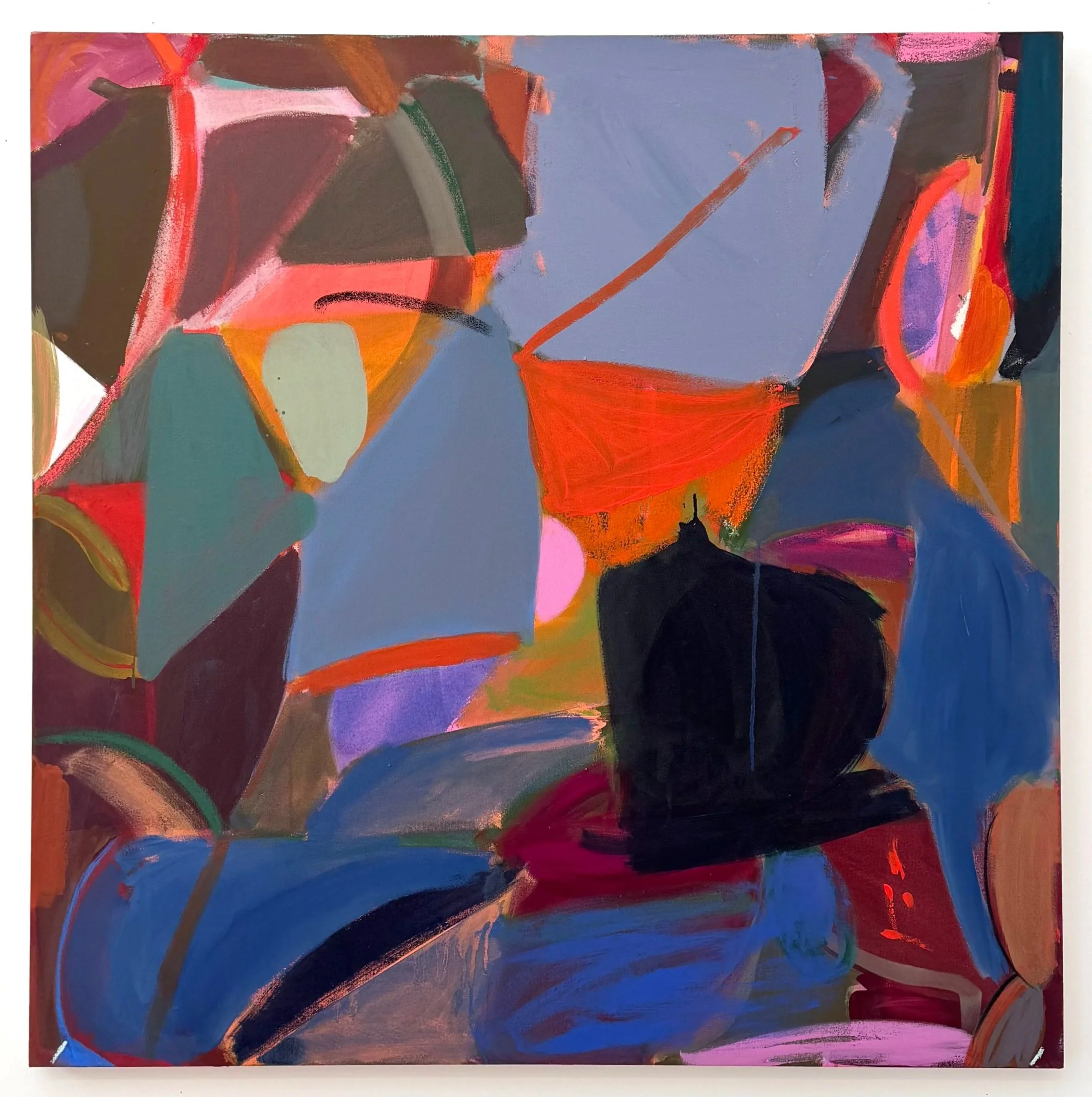 To A Pale Sky, 48"x48", acrylic, oil, charcoal, gouache on canvas, 2026