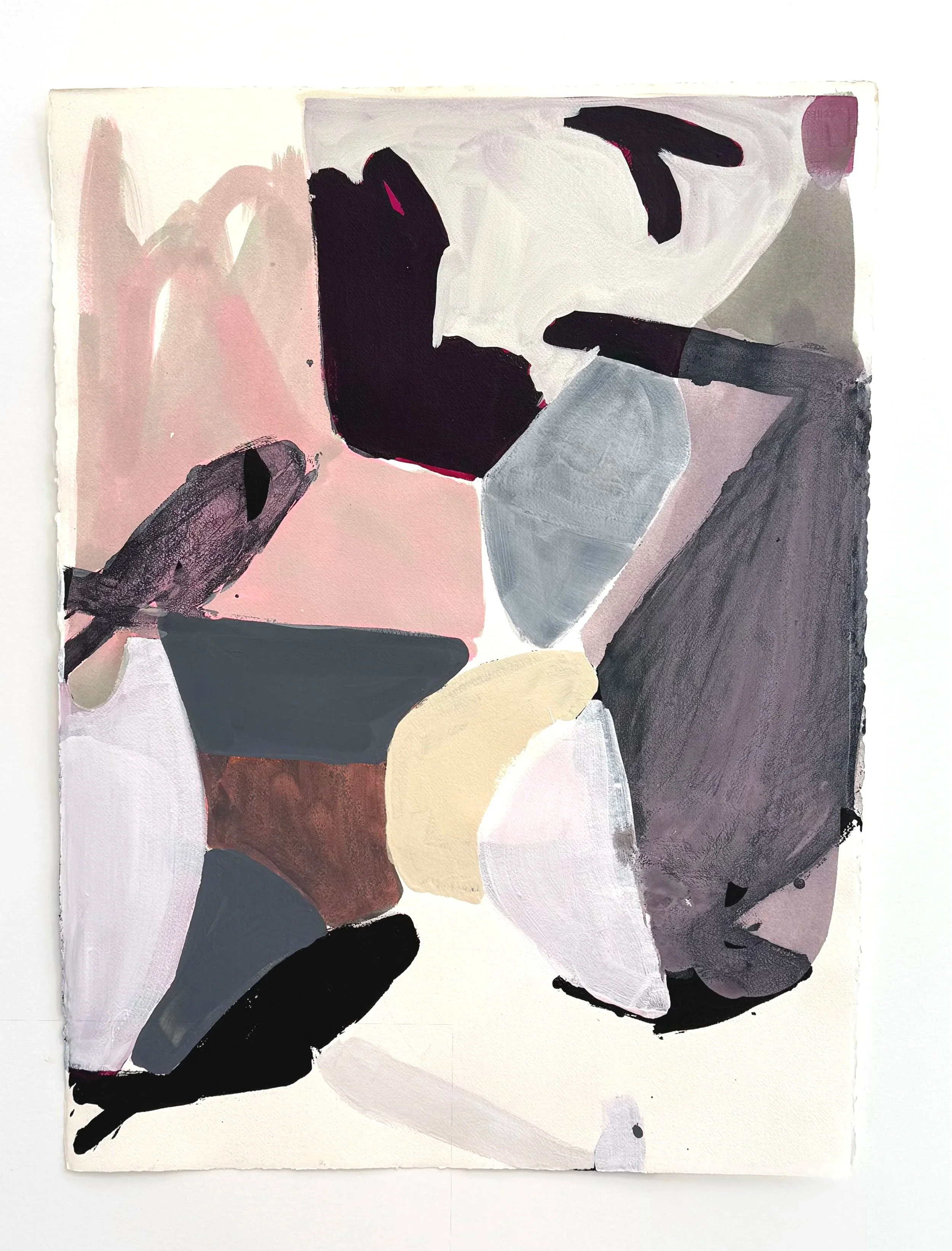 Soft Stones 3, 30"x22", acrylic on paper, 2026