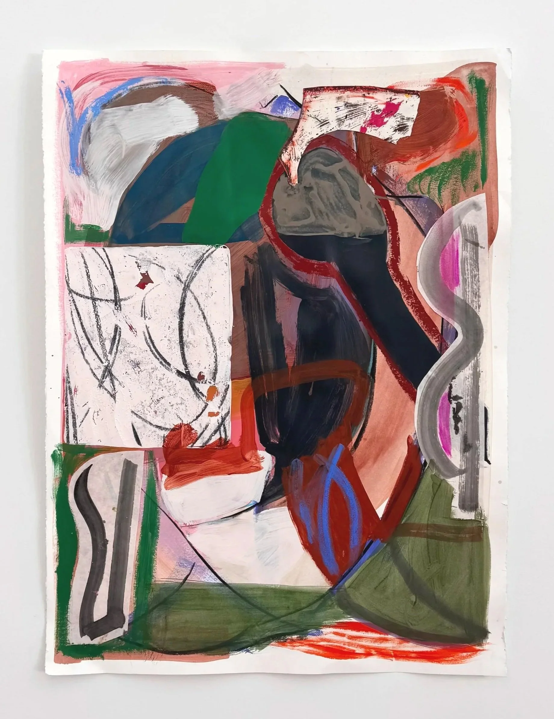 A Wandering Map, 30"x22", acrylic, monotype, collage, oil, gouache on paper, 2026