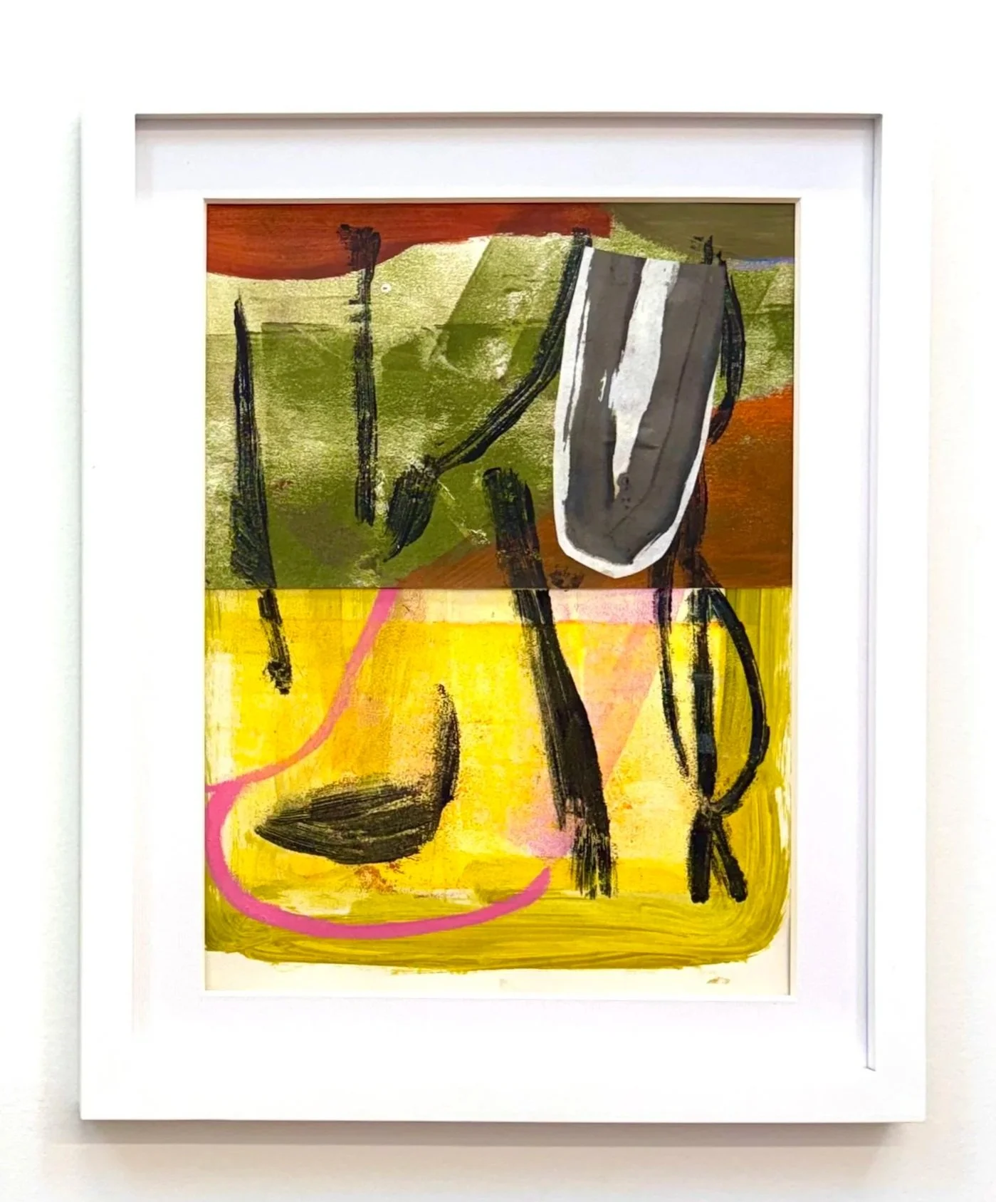 Untitled, 11.5"x8.5" (framed to 15"x12"), mixed media on paper, 2025
