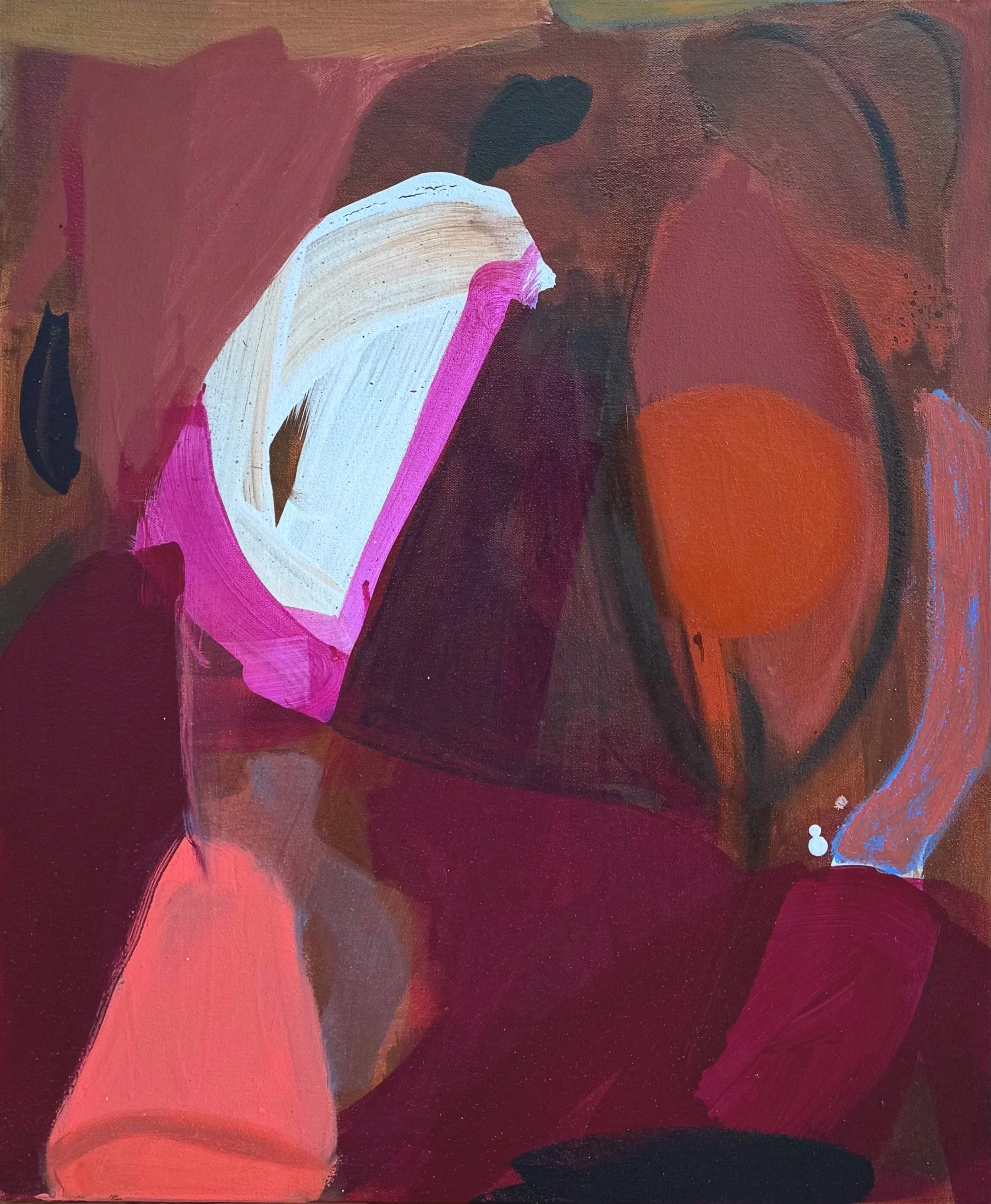 A Warm Place, 24"x20", acrylic, oil, charcoal on canvas, 2025, $1800