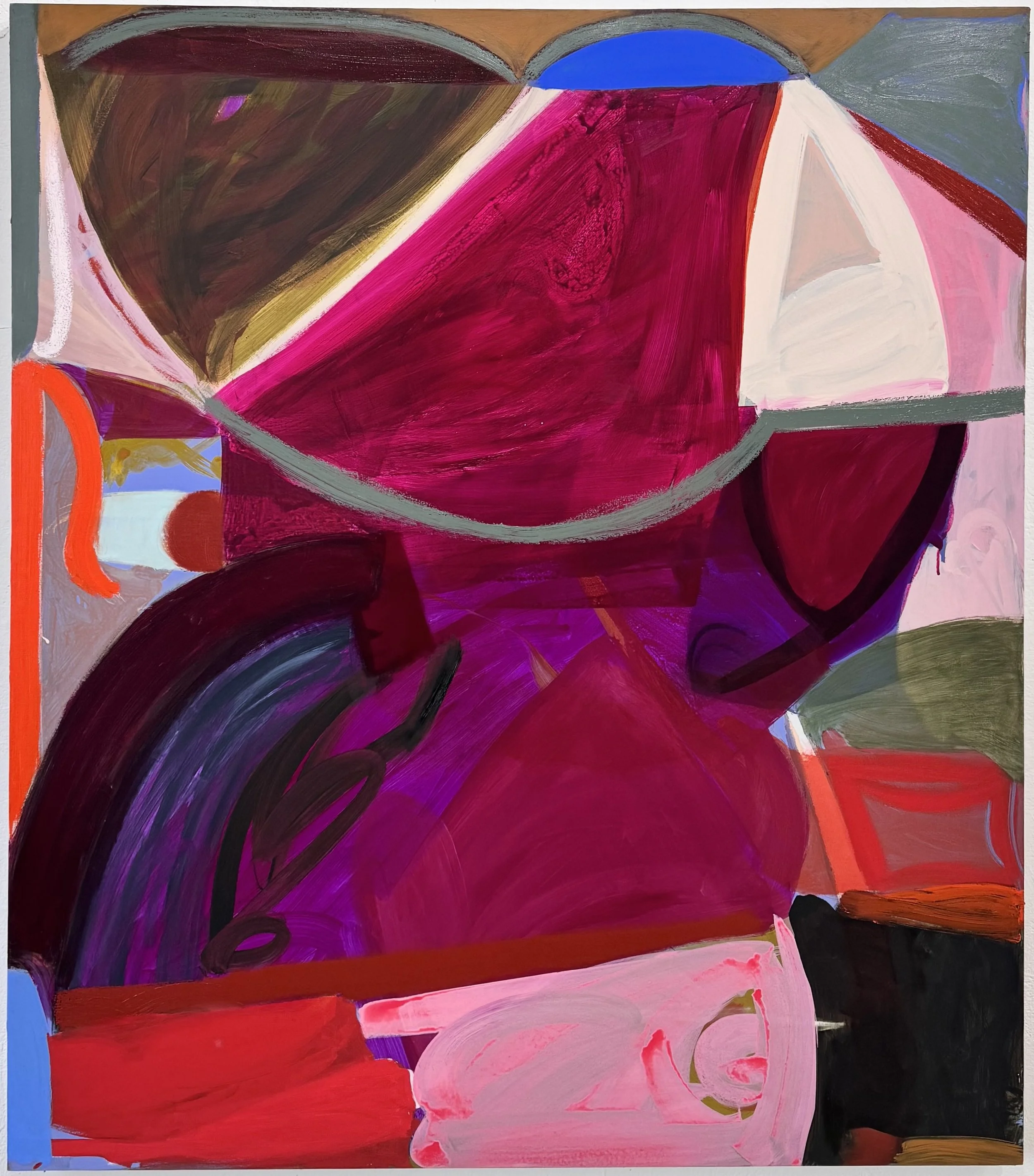 Magenta Guard, 48"x42", acrylic, oil, gouache, charcoal on canvas, 2025