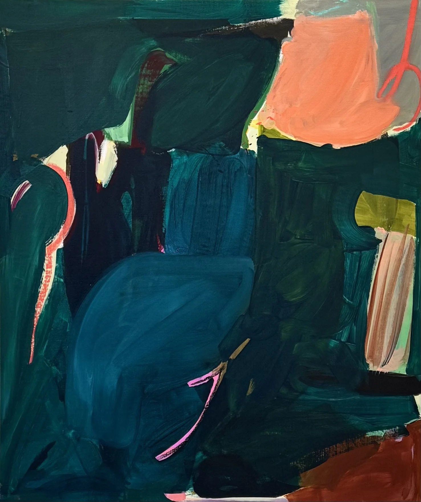 In A Forest, 48"x42", acrylic, oil on linen, 2024, $4200