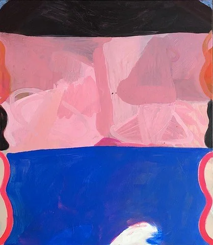 Poolside Pillars (Little Wave), 48"x42", acrylic and spray paint on linen, 2020, $3000
