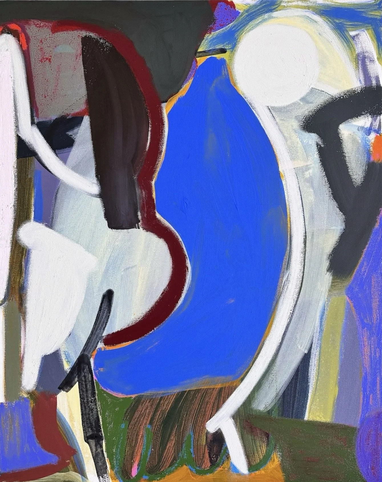 Cerulean Song, 30"x24", acrylic, oil, gouache on canvas, 2024, $3200 (framed)