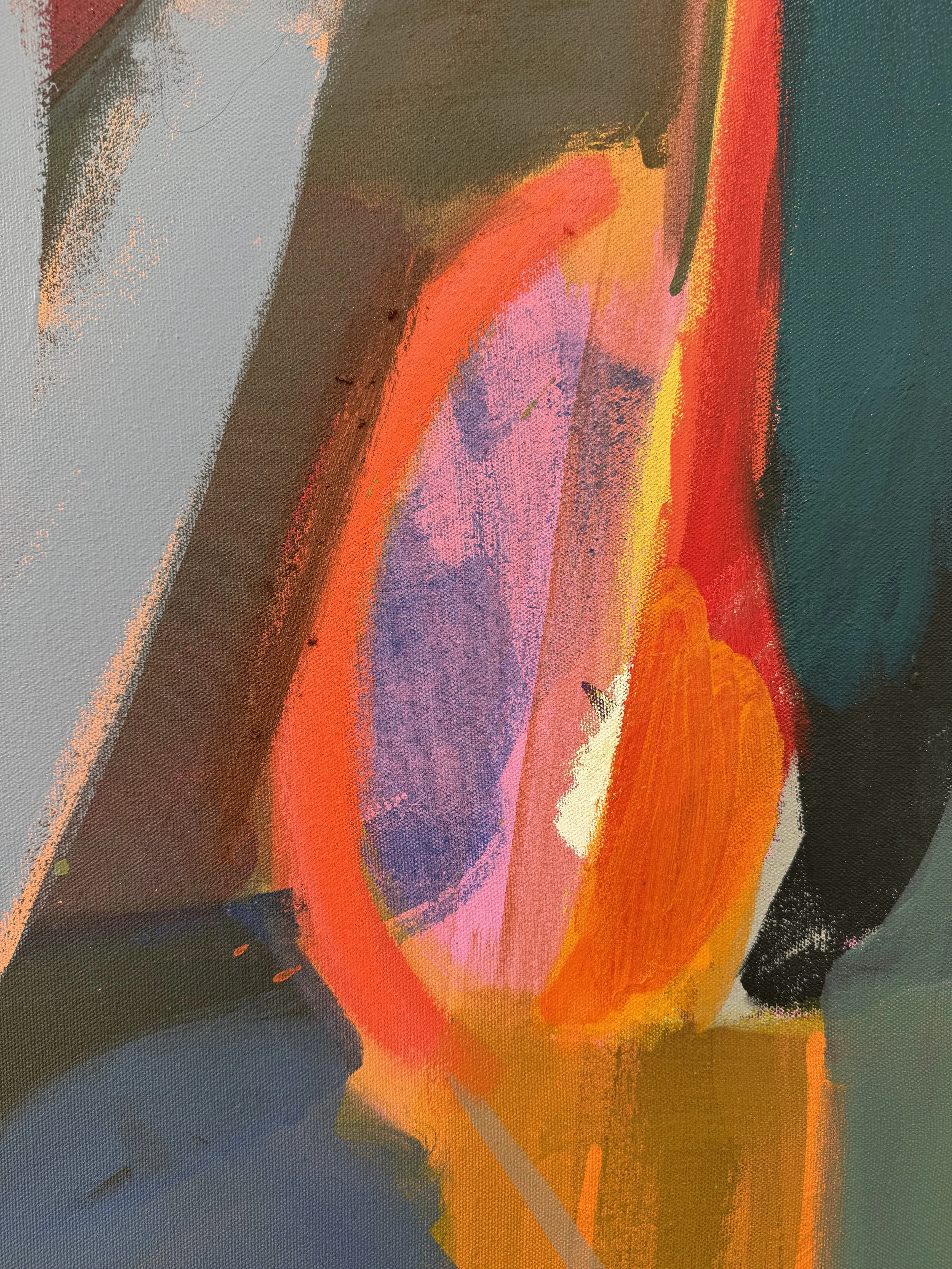 To A Pale Sky (detail), 48"x48", acrylic, oil, charcoal, gouache on canvas, 2026