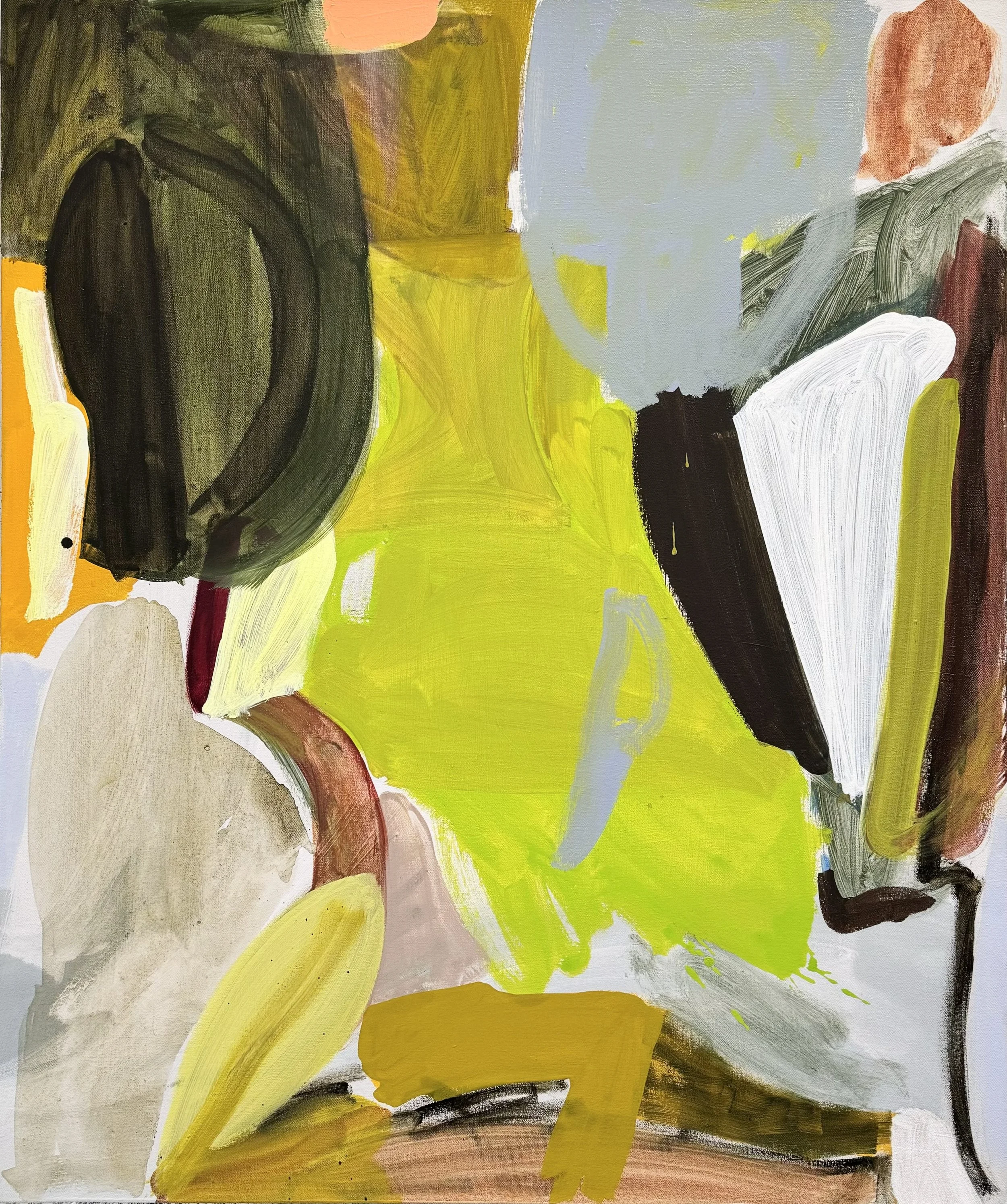 Golden Repose, 36x30, acrylic and flashe on canvas, 2024, $3400