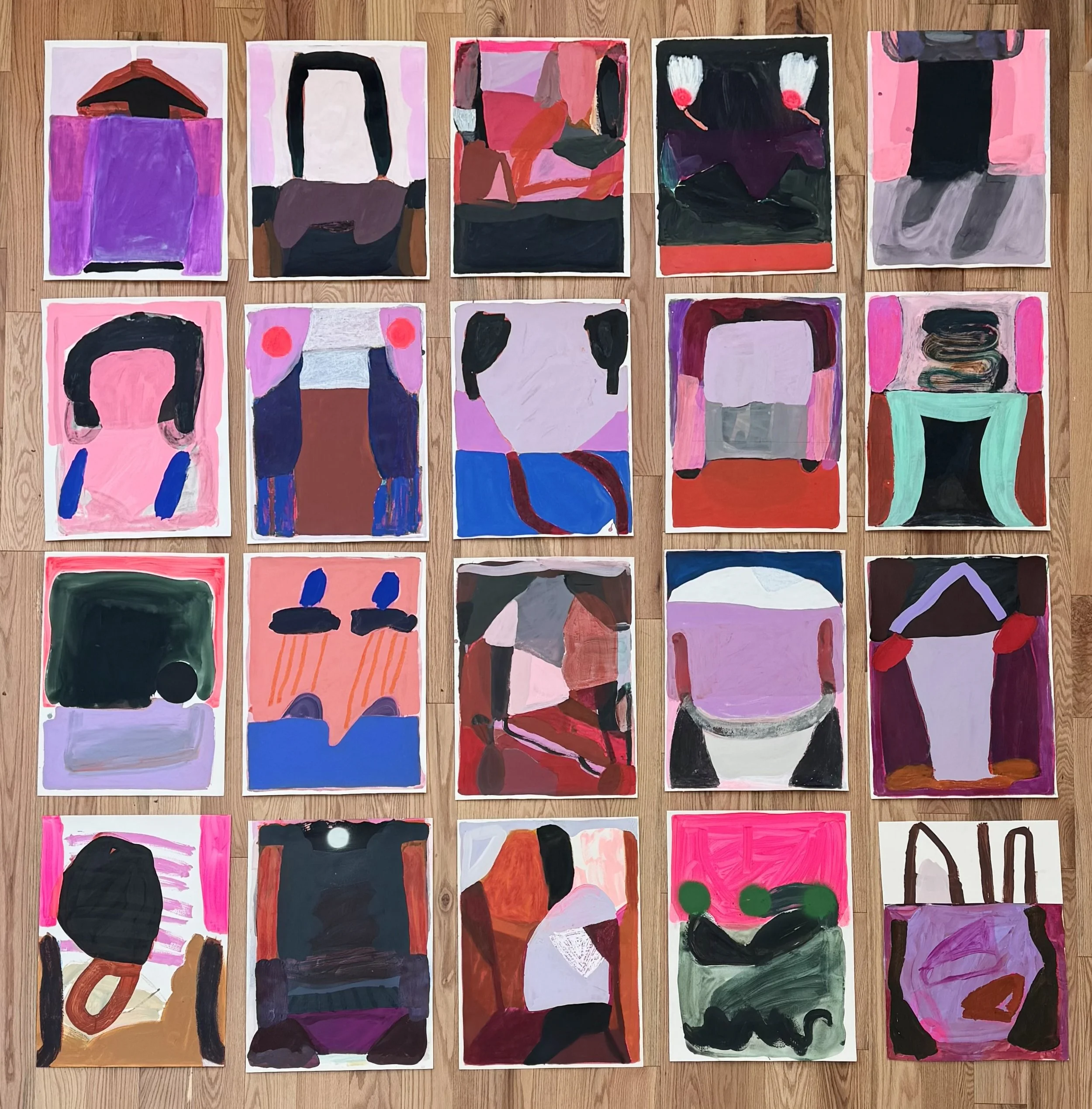 Assorted works on paper, 24"x18" each, from 2020-2021
