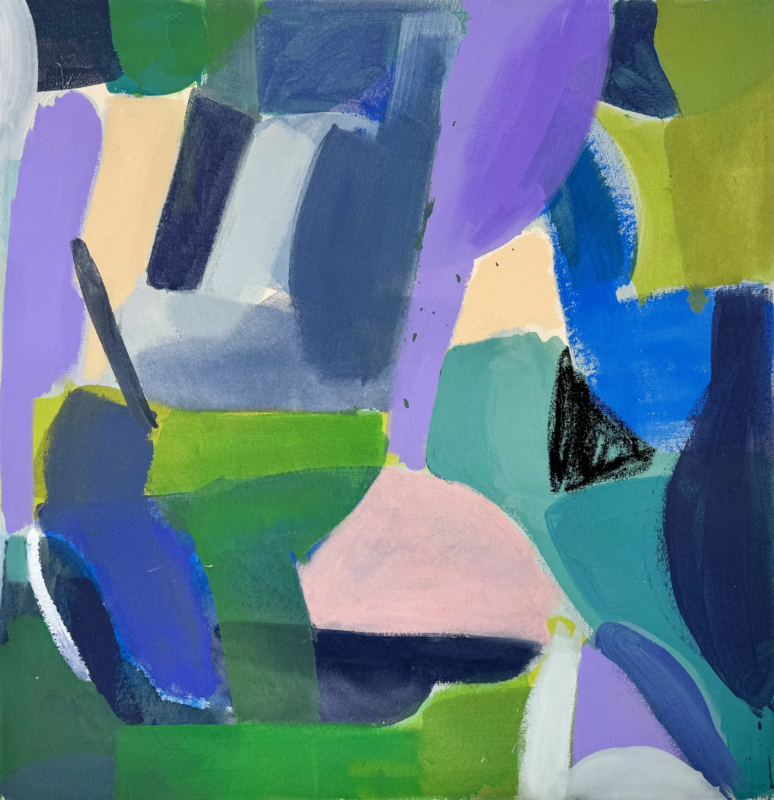Summer Garden, 36"x36", acrylic, tempera on canvas, 2023, $2200