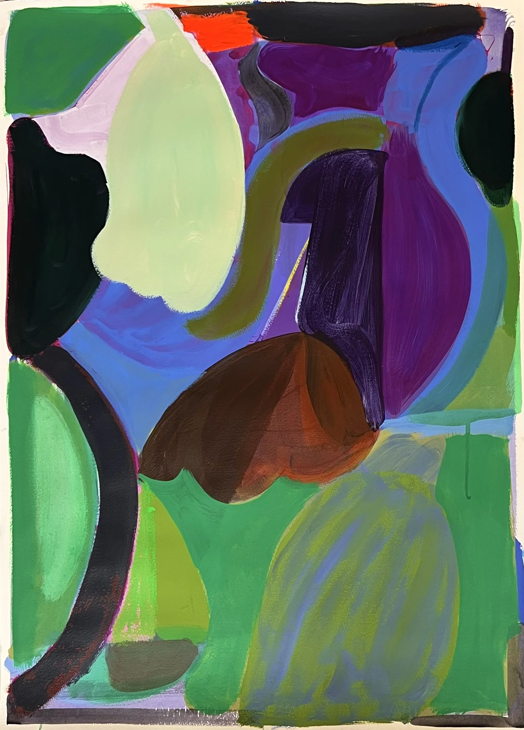 Morning Table, 30"x22", acrylic, gouache on paper, 2024