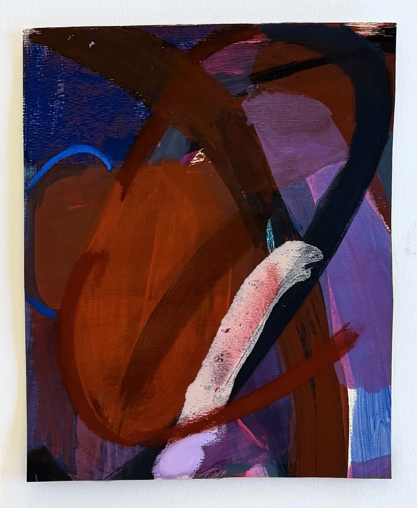 Little Tilt, 14"x11", acrylic, oil on paper, 2025
