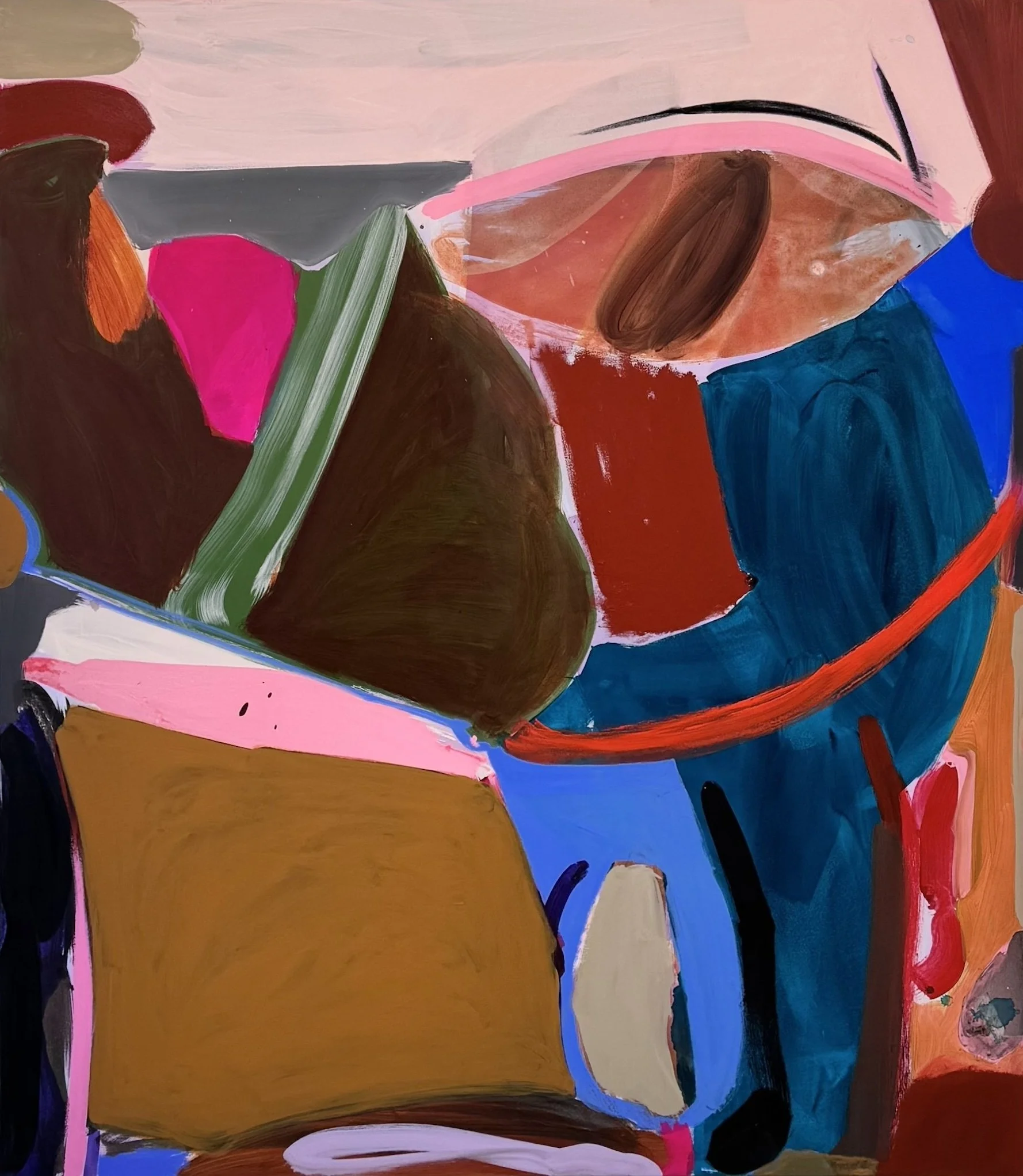 Pale Horizon, 48"x42", acrylic, oil, gouache, charcoal on canvas, 2025