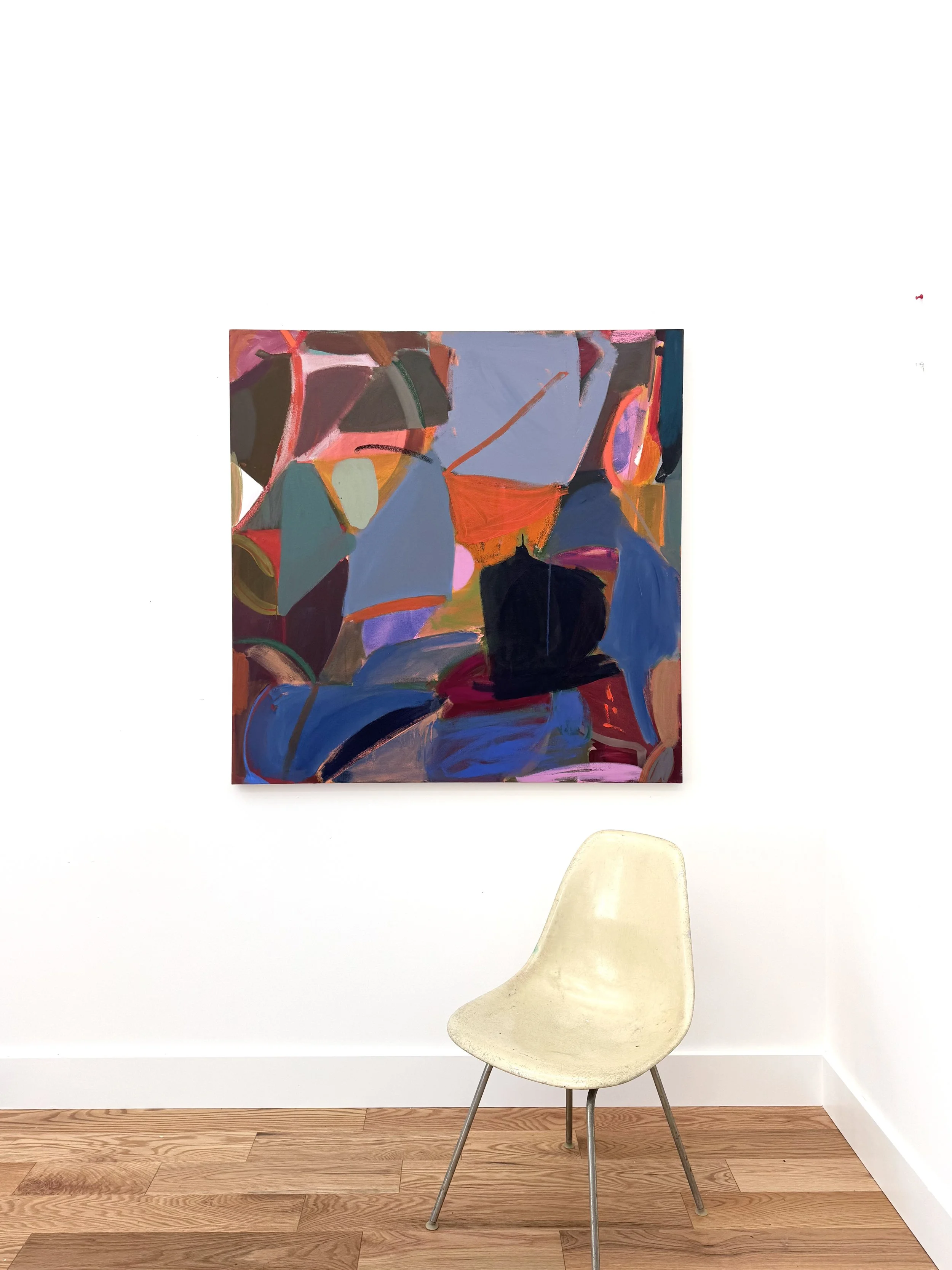 To A Pale Sky (in situ), 48"x48", acrylic, oil, charcoal, gouache on canvas, 2026