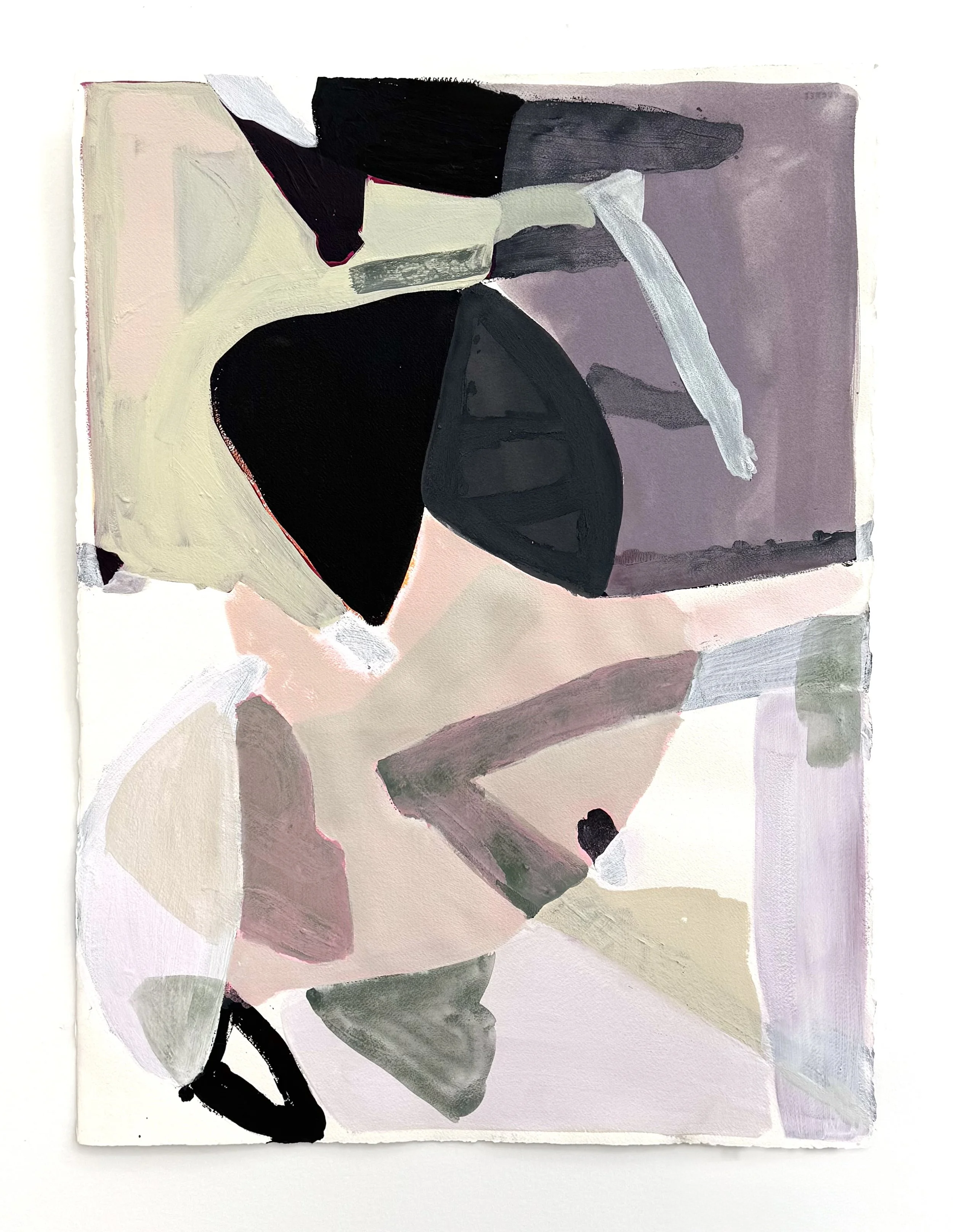 Soft Stones 2, 30"x22", acrylic on paper, 2026