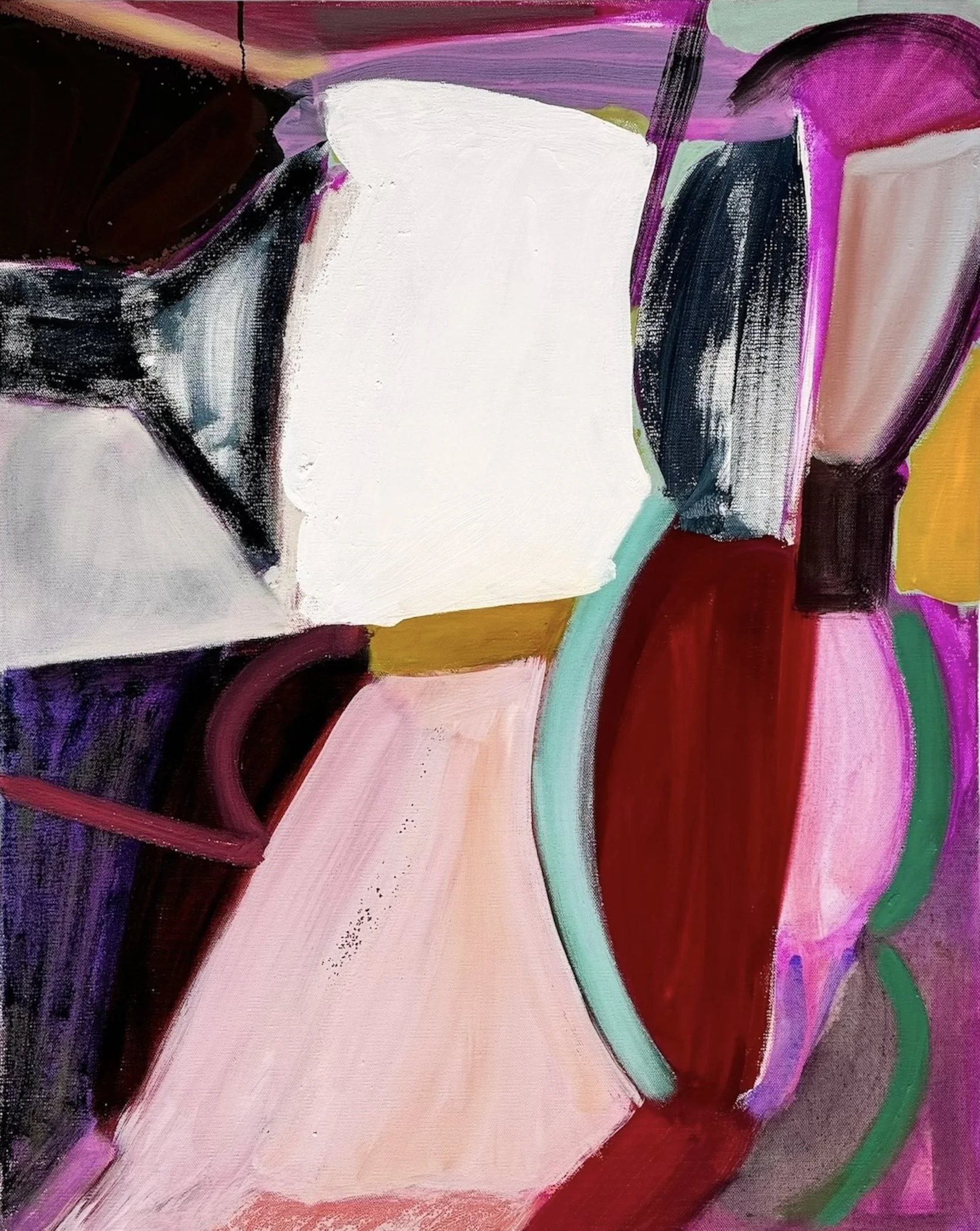 Snowy Sounds, 30"x24", acrylic, gouache, oil on canvas, 2024, $3200 (framed)