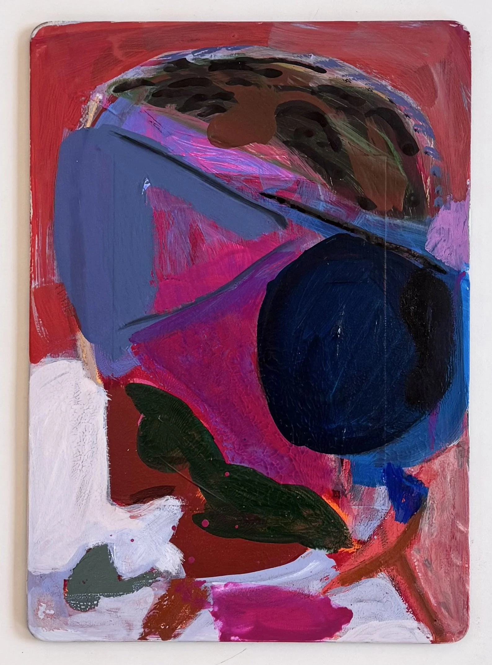 Figurine 4, 14"x10", acrylic, oil, gouache, watercolor on board, 2025
